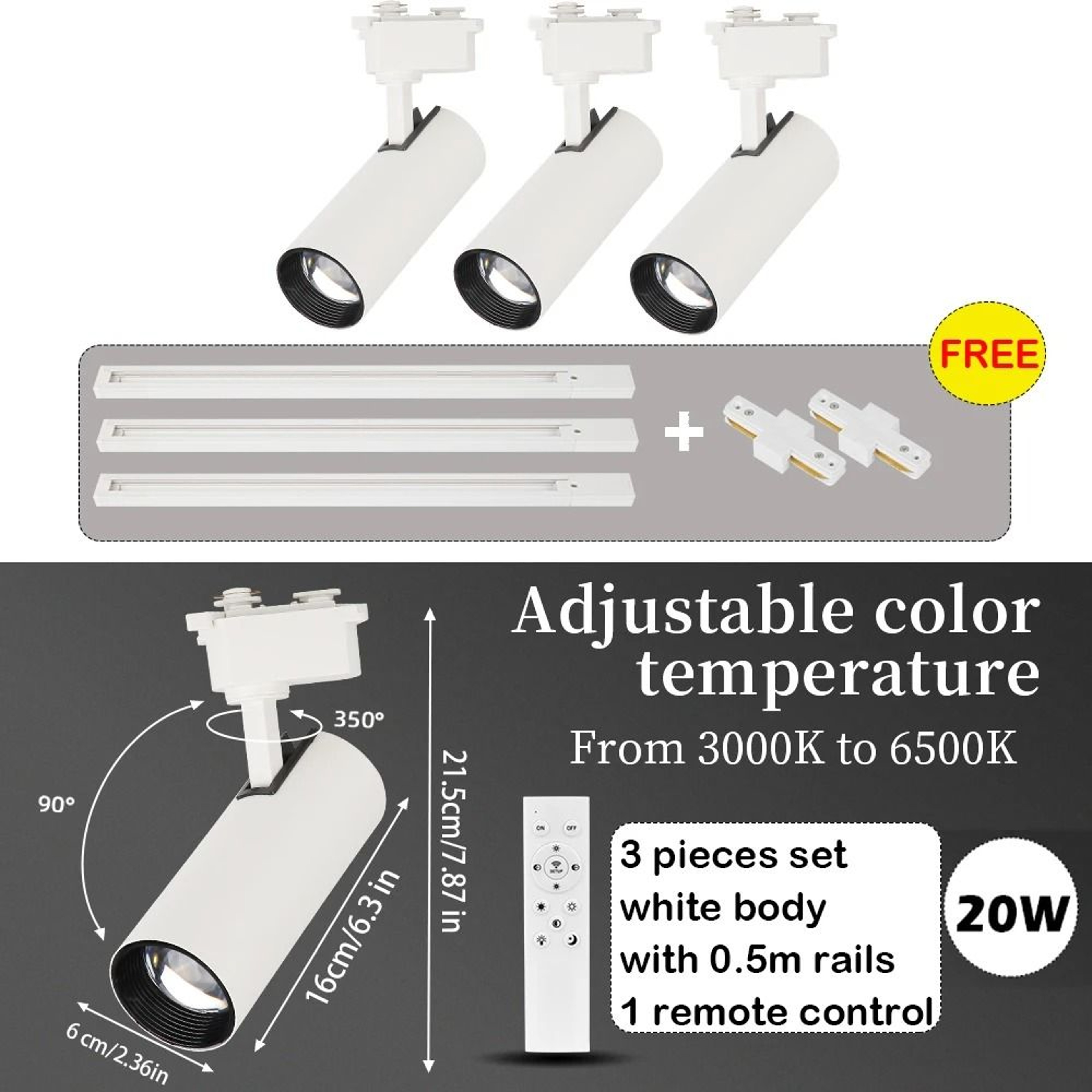Remote Control Dimmable LED Track Spotlight For Home And Shop Lighting 4
