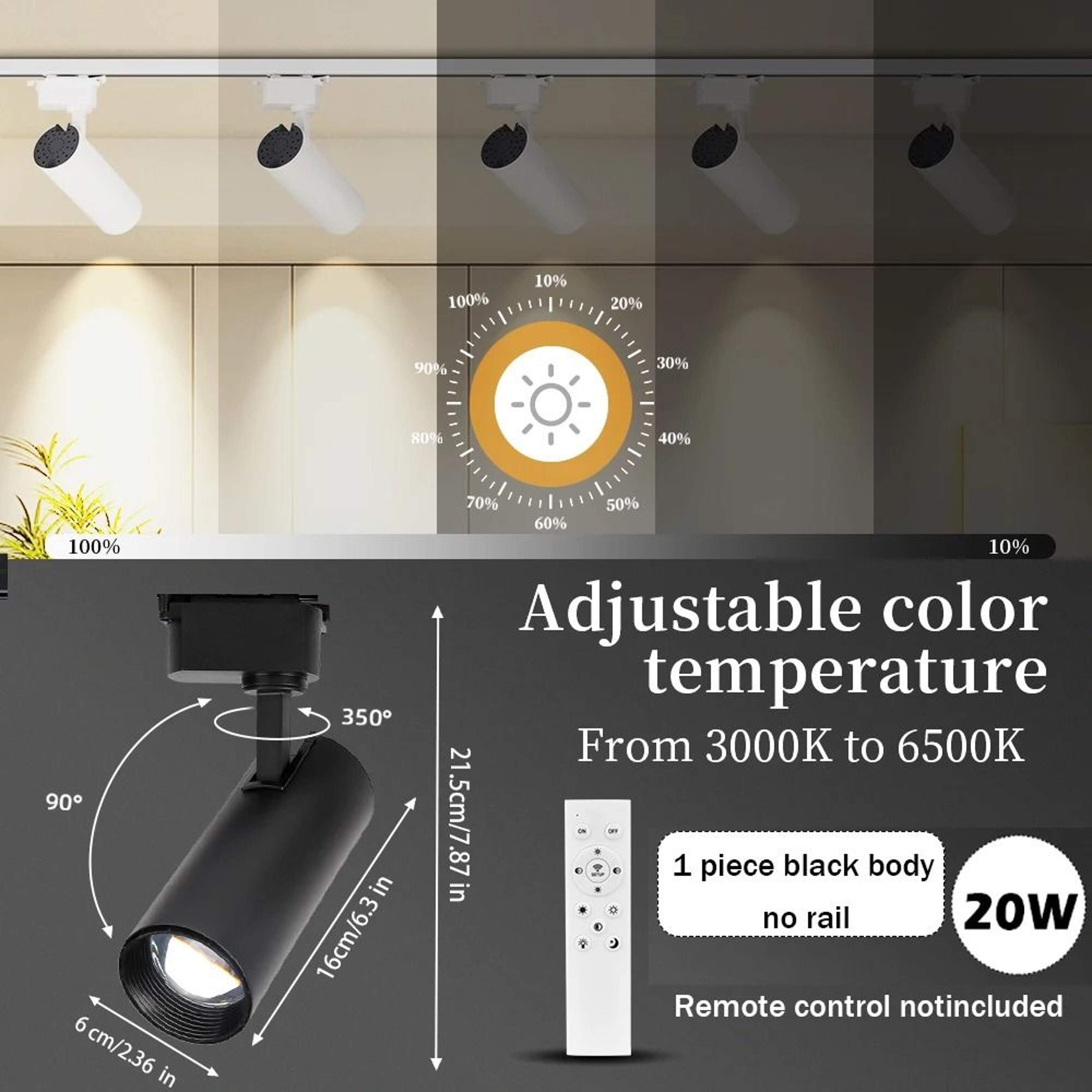 Remote Control Dimmable LED Track Spotlight For Home And Shop Lighting 1