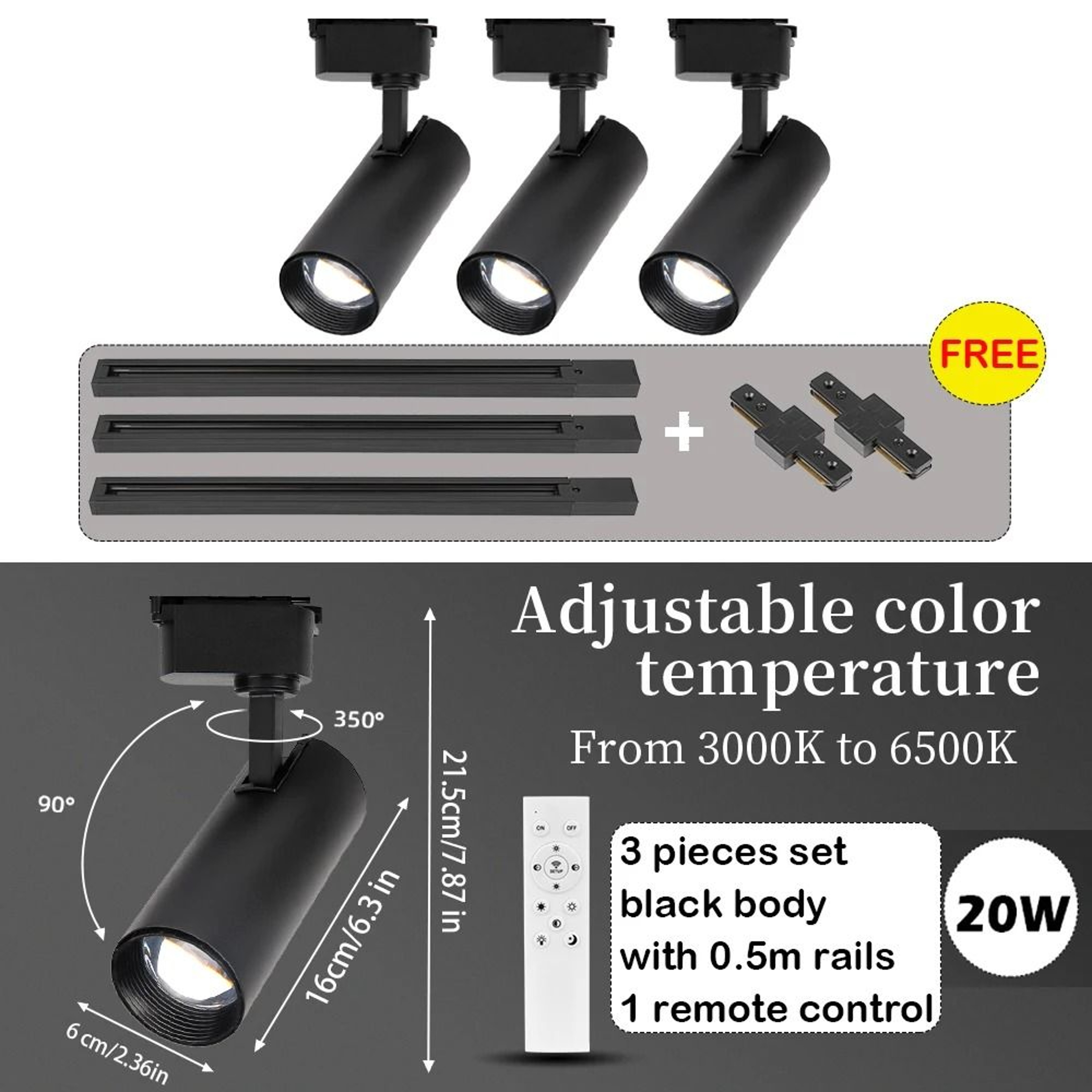 Remote Control Dimmable LED Track Spotlight For Home And Shop Lighting 3