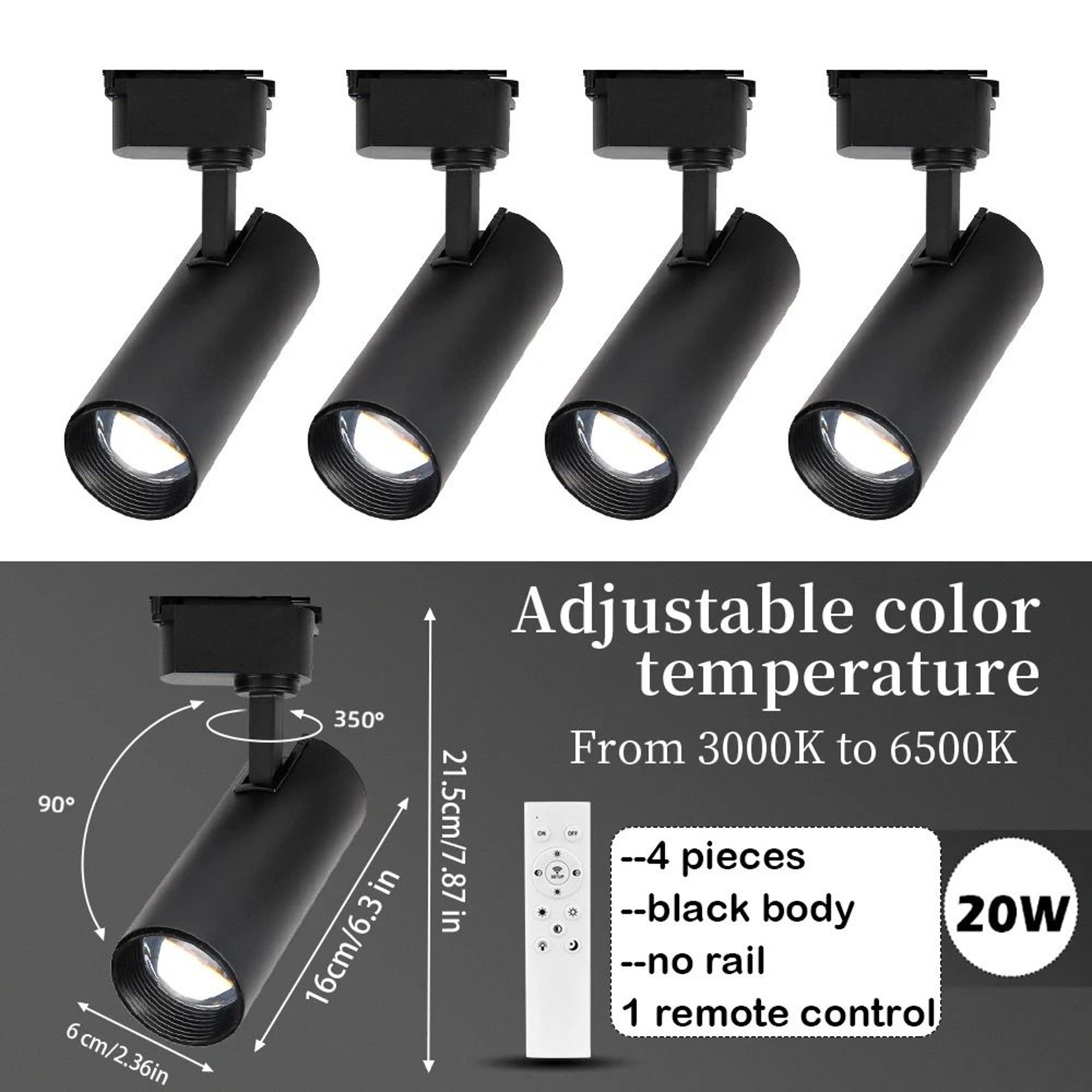 Remote Control Dimmable LED Track Spotlight For Home And Shop Lighting 5