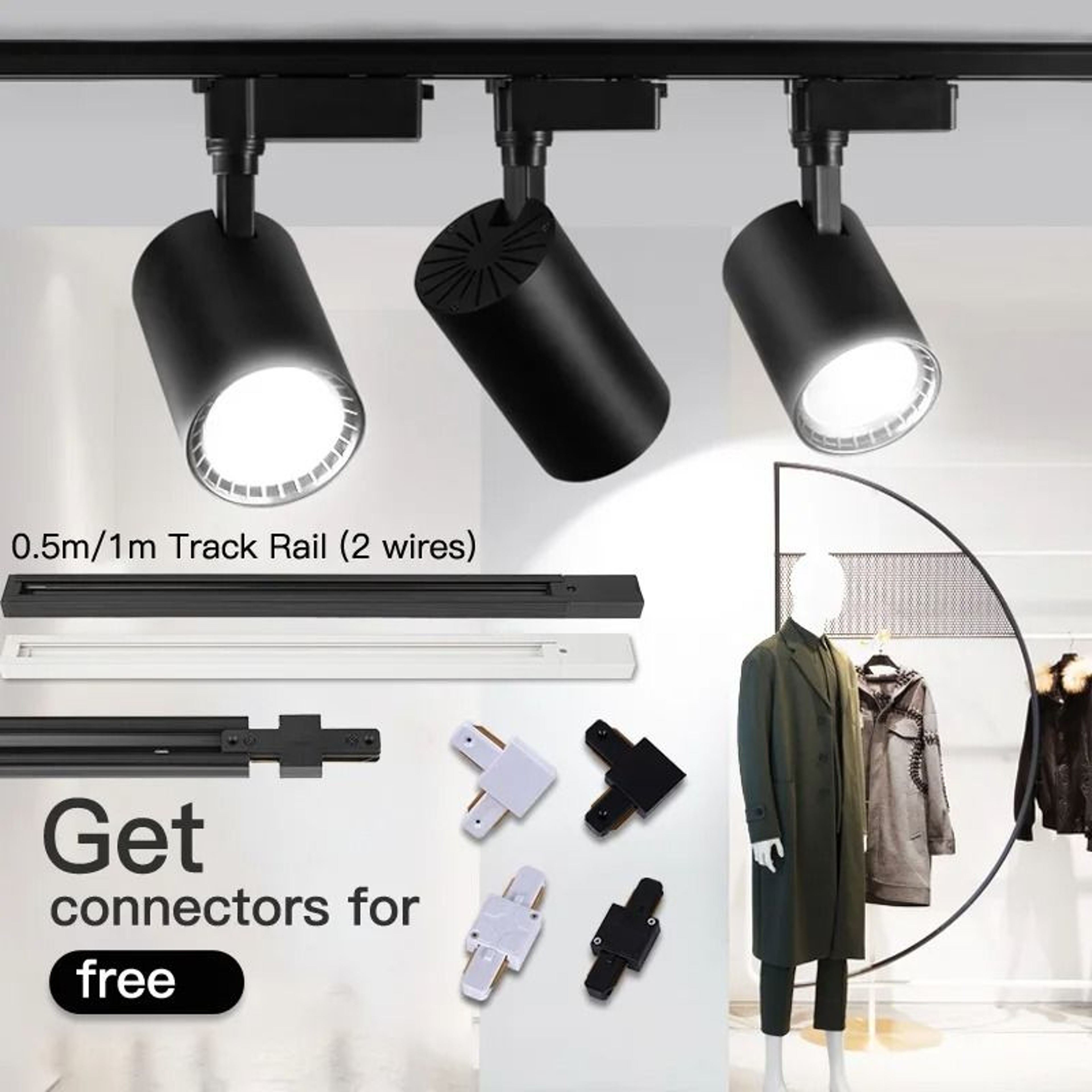 05M 1M LED Track Light Rails With Straight And L Shape Connectors 0