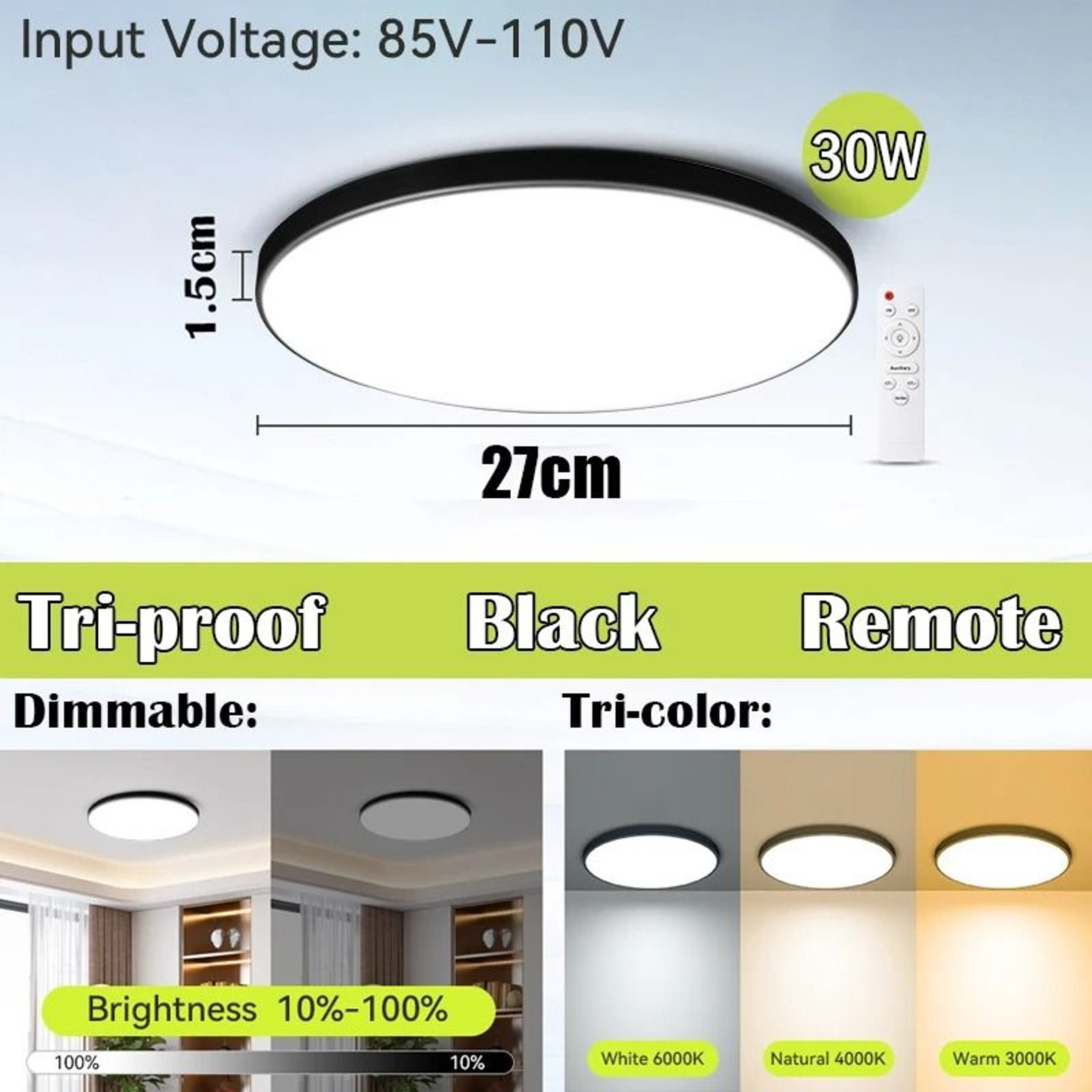 Modern RGB Dimmable LED Ceiling Light With Remote Control 3