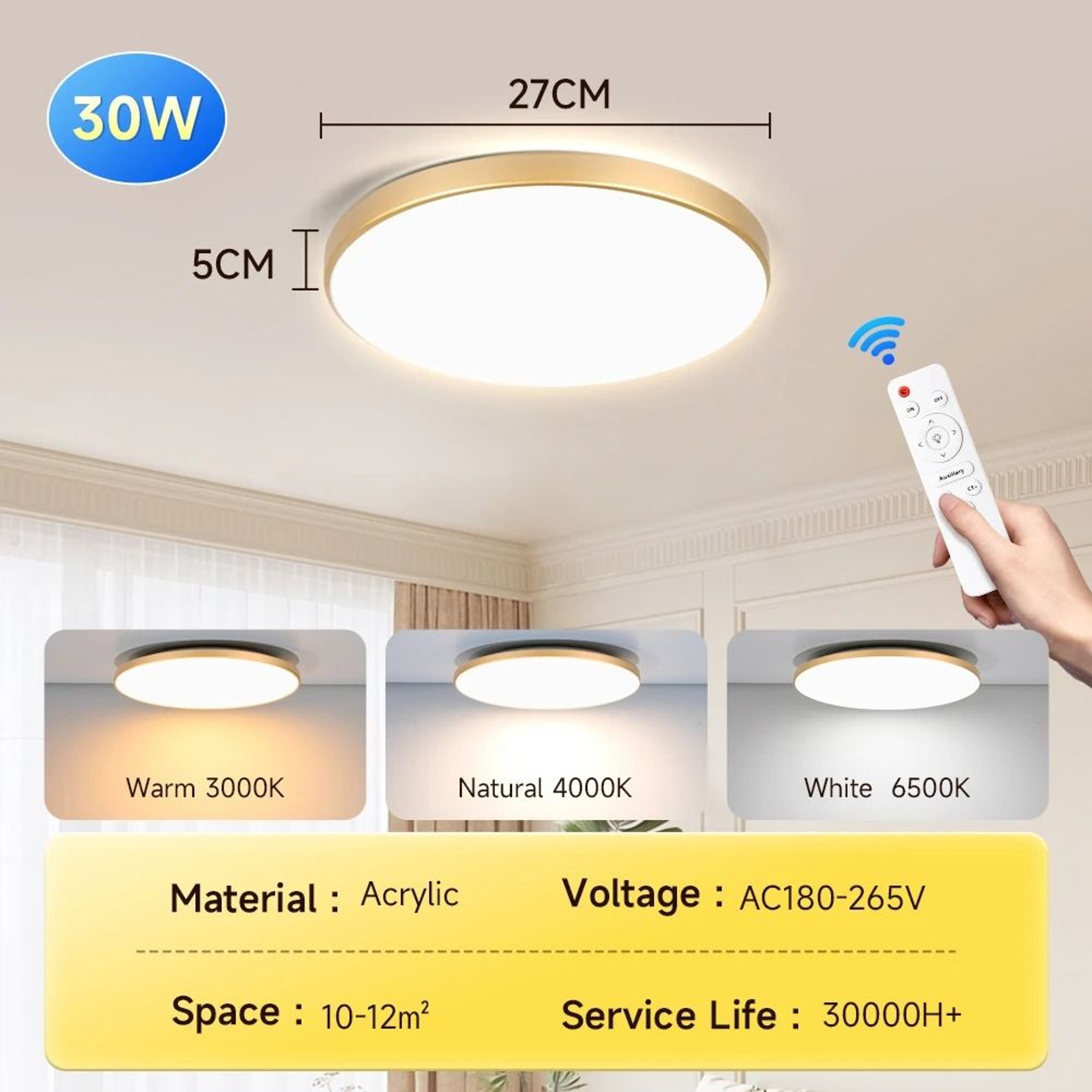 Modern RGB Dimmable LED Ceiling Light With Remote Control 0