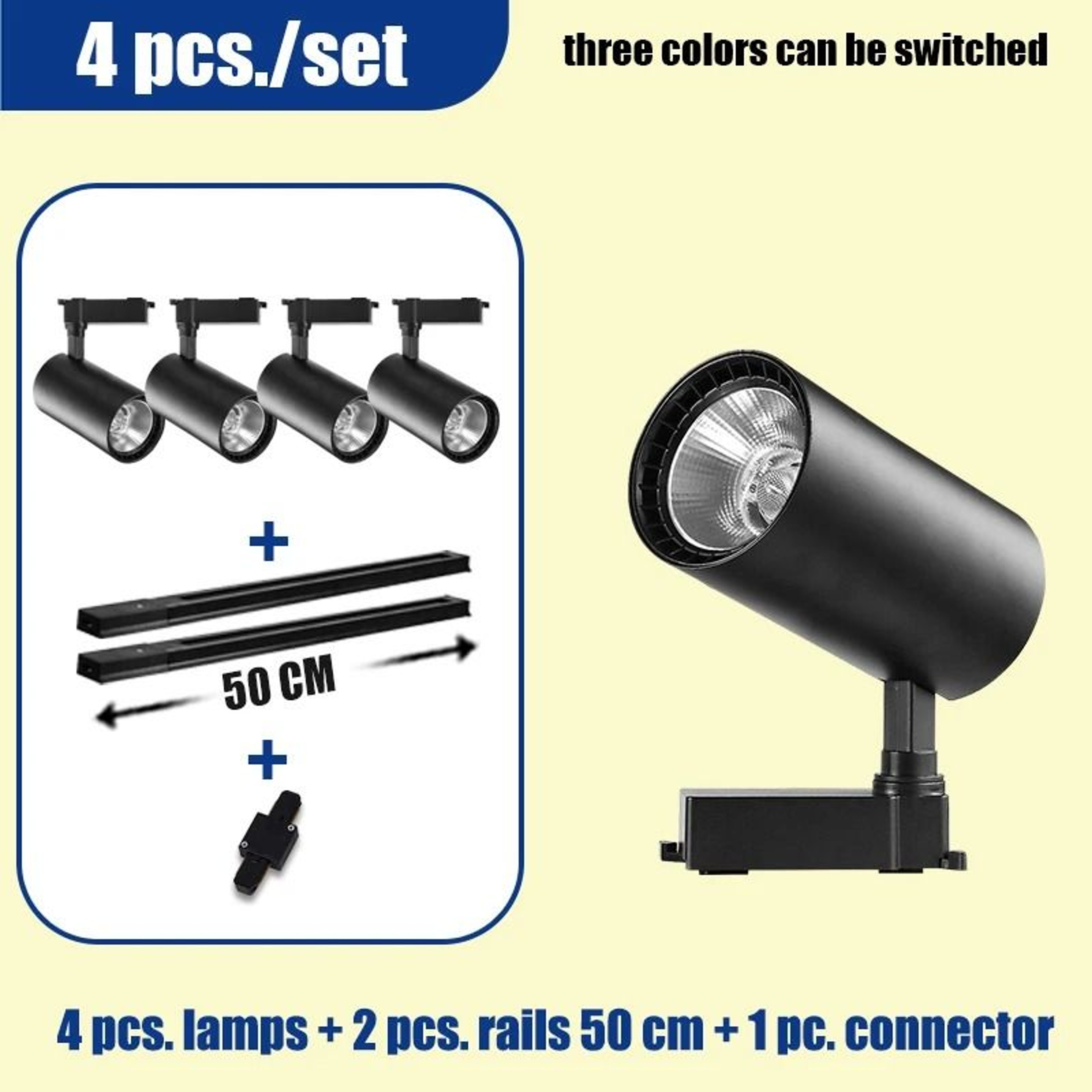 110V LED Track Light Set With 3 Color Modes For Home And Shop Lighting 10
