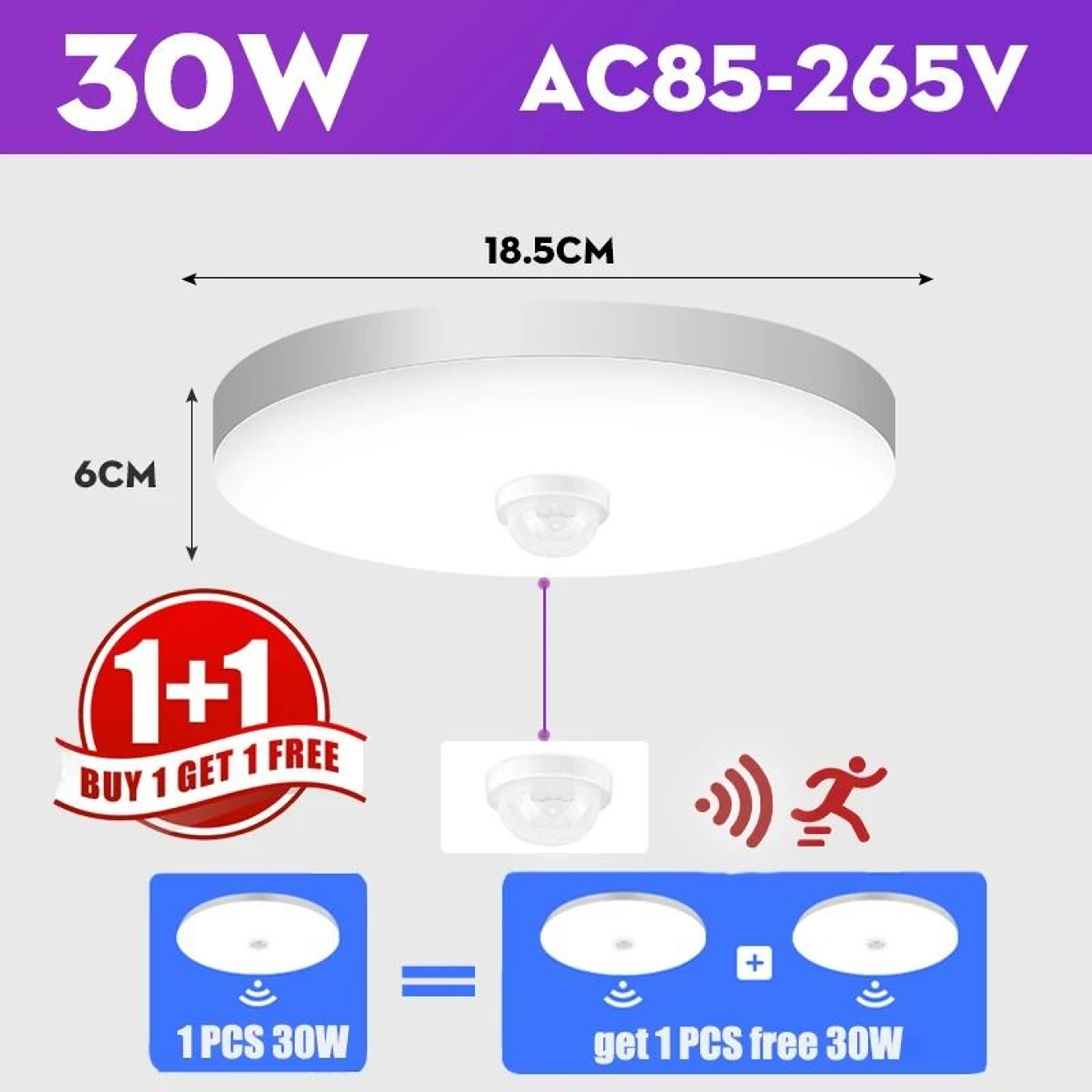 Modern LED Motion Sensor Ceiling Light 20W 30W 40W For Home Lighting 7