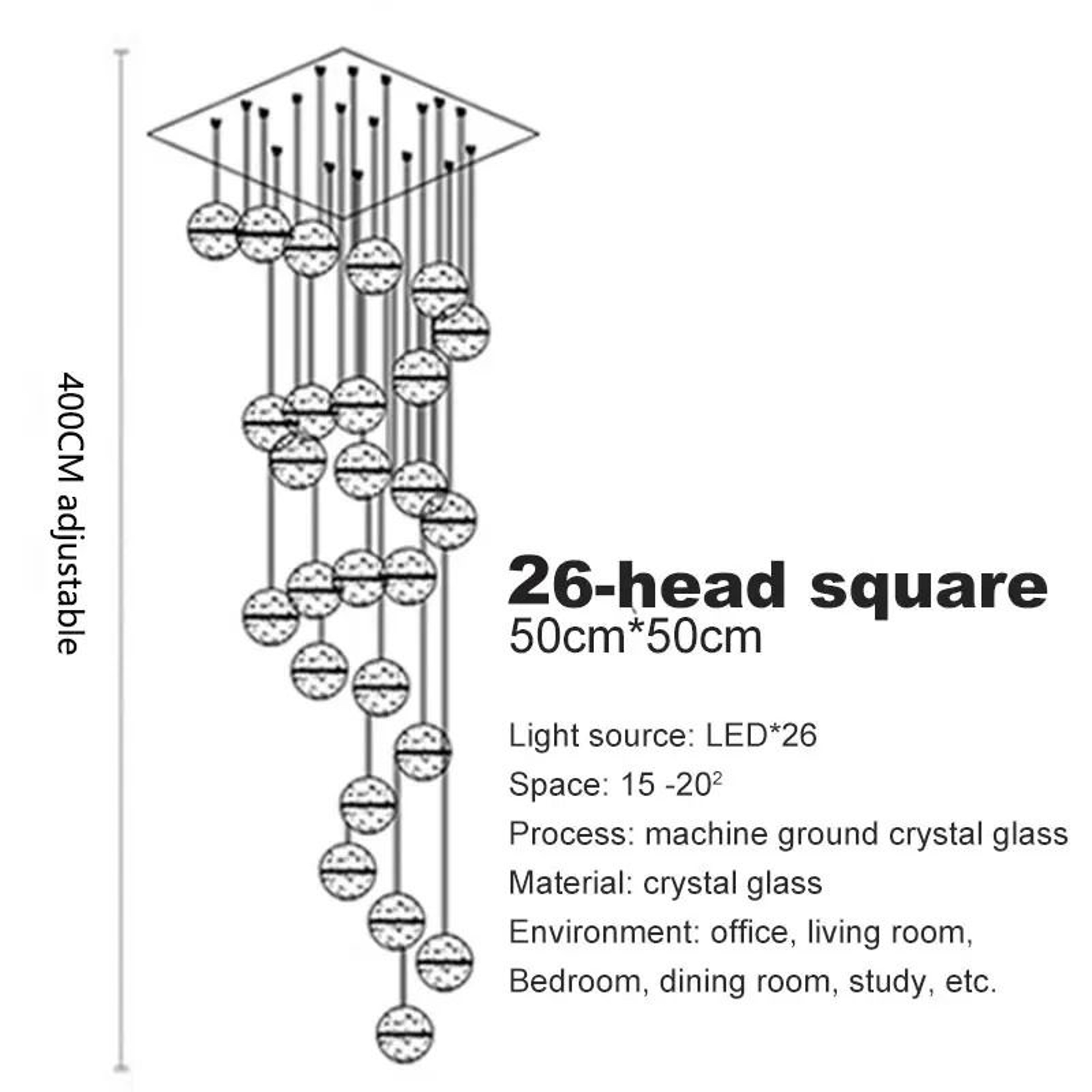 Modern Spiral Crystal Ball LED Chandelier For Staircase And Foyer Lighting 12