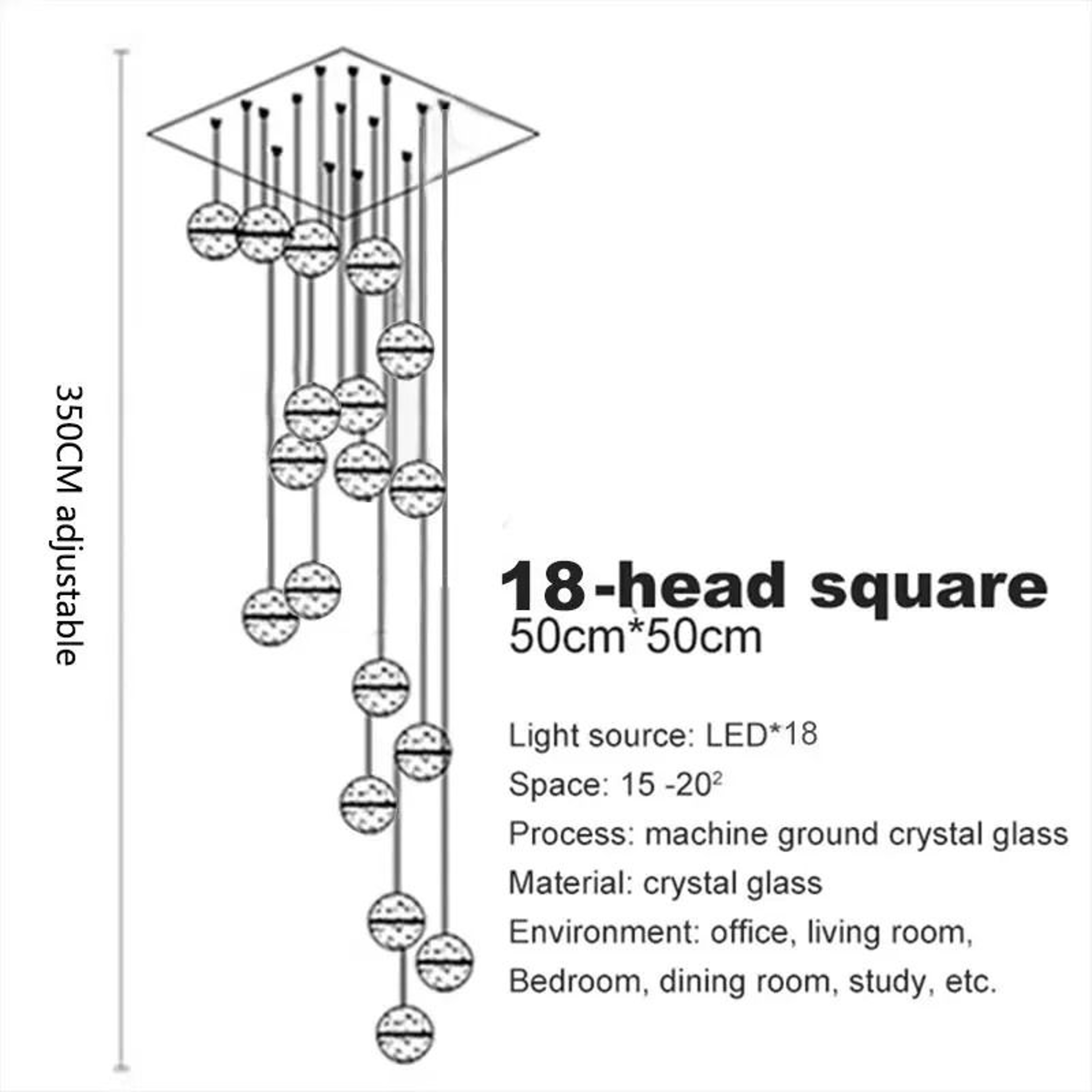 Modern Spiral Crystal Ball LED Chandelier For Staircase And Foyer Lighting 10