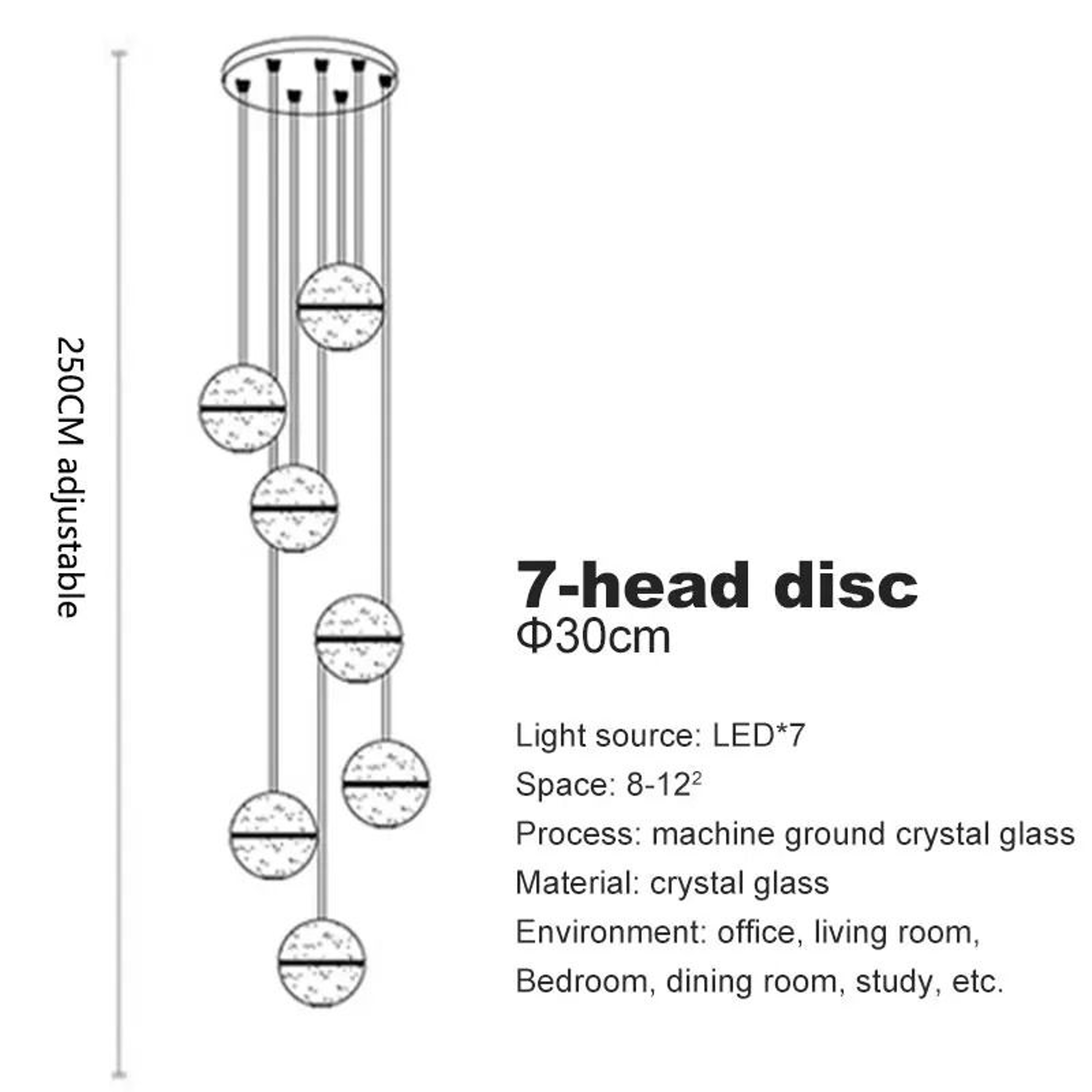 Modern Spiral Crystal Ball LED Chandelier For Staircase And Foyer Lighting 7
