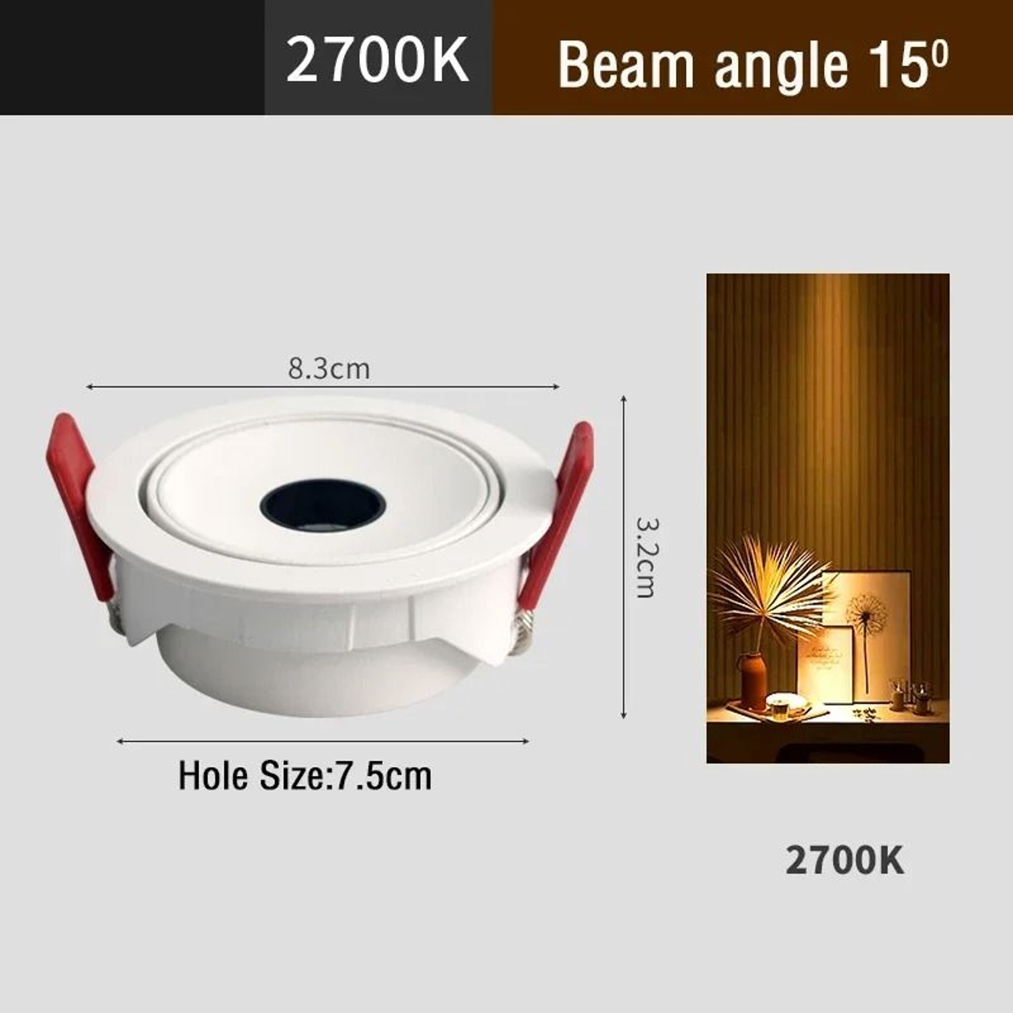 Ultra Thin LED Recessed Spotlight With 3 8 15 Narrow Beam Lighting 7