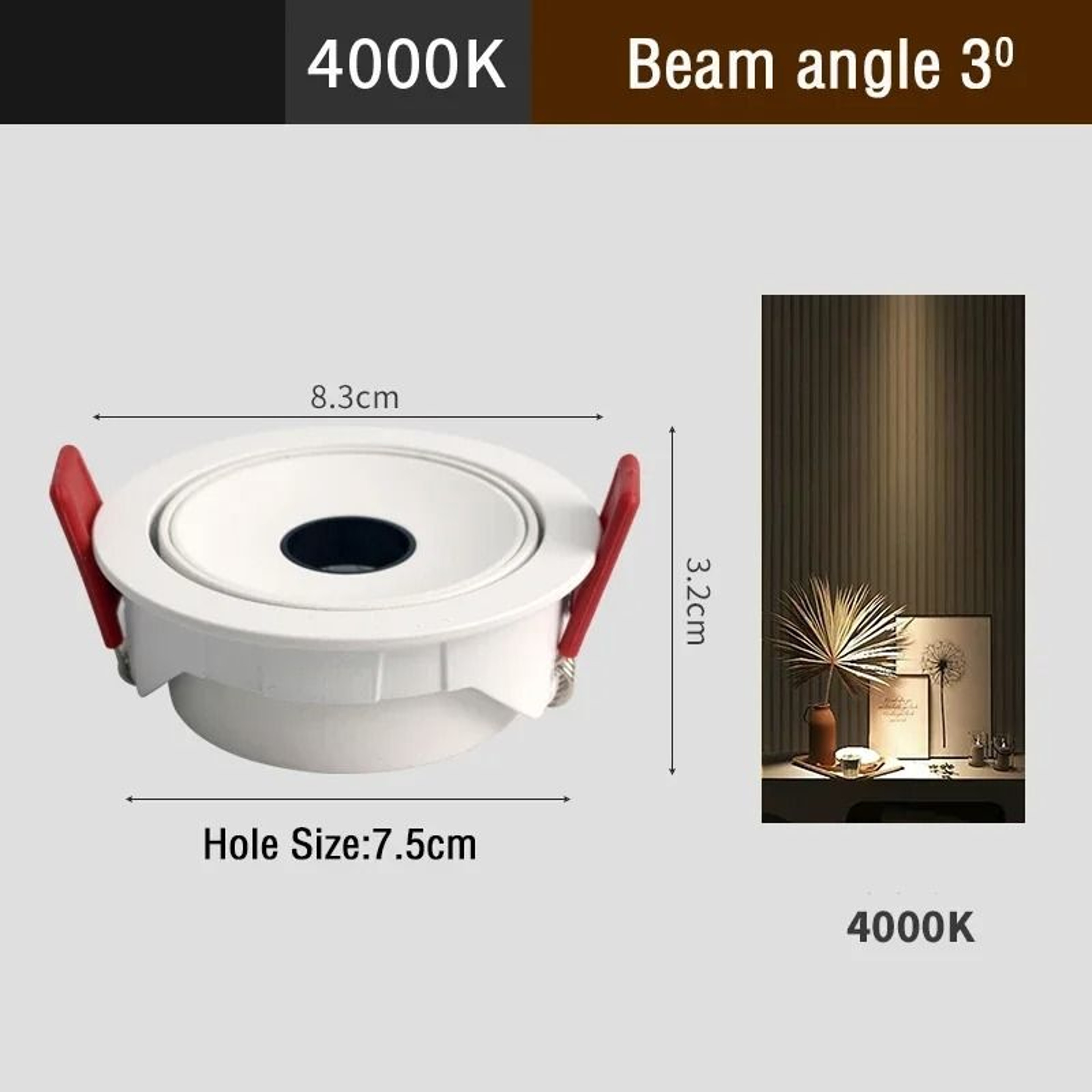 Ultra Thin LED Recessed Spotlight With 3 8 15 Narrow Beam Lighting 3