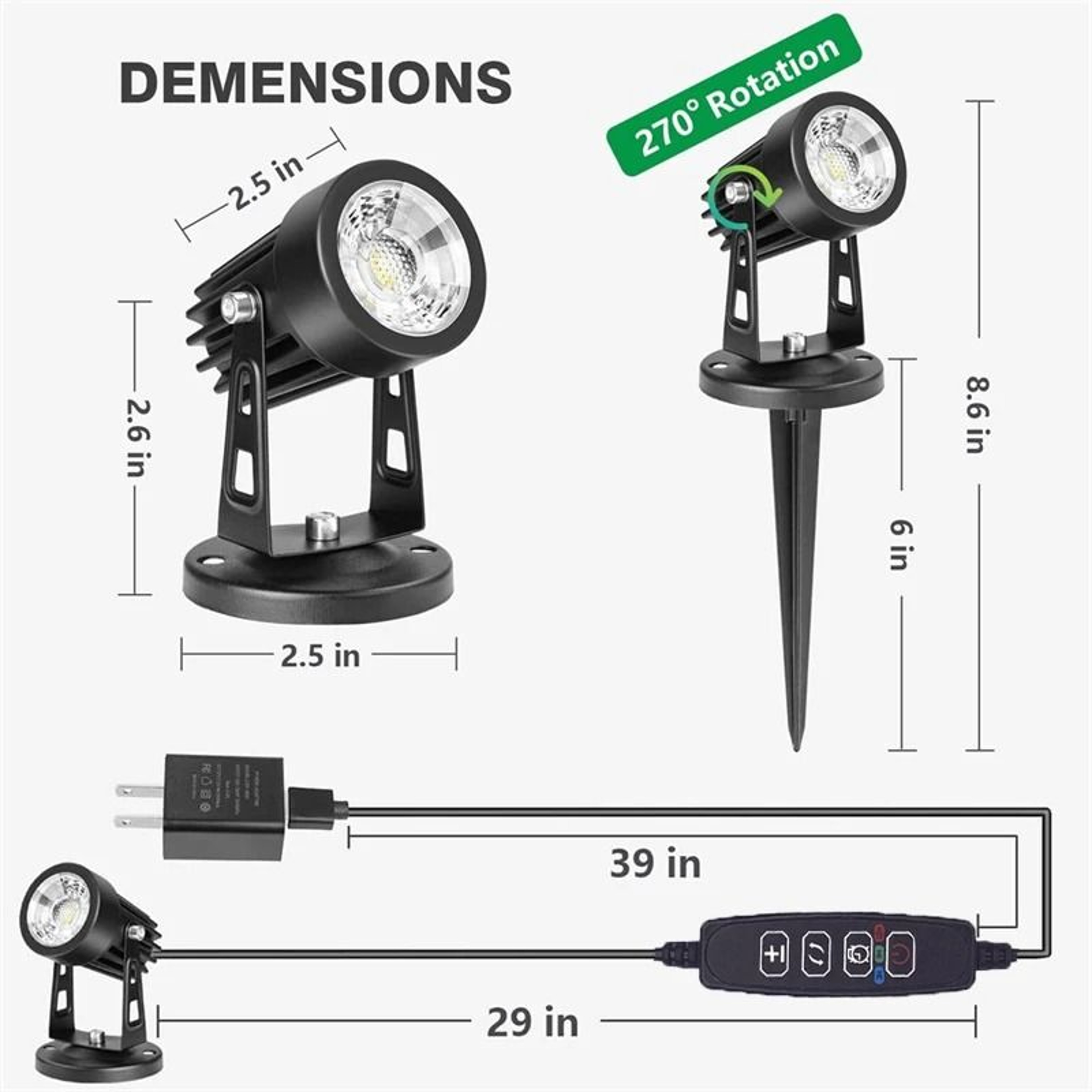 5W Dimmable LED Plant Uplight Spotlight For Indoor Accent Lighting 2