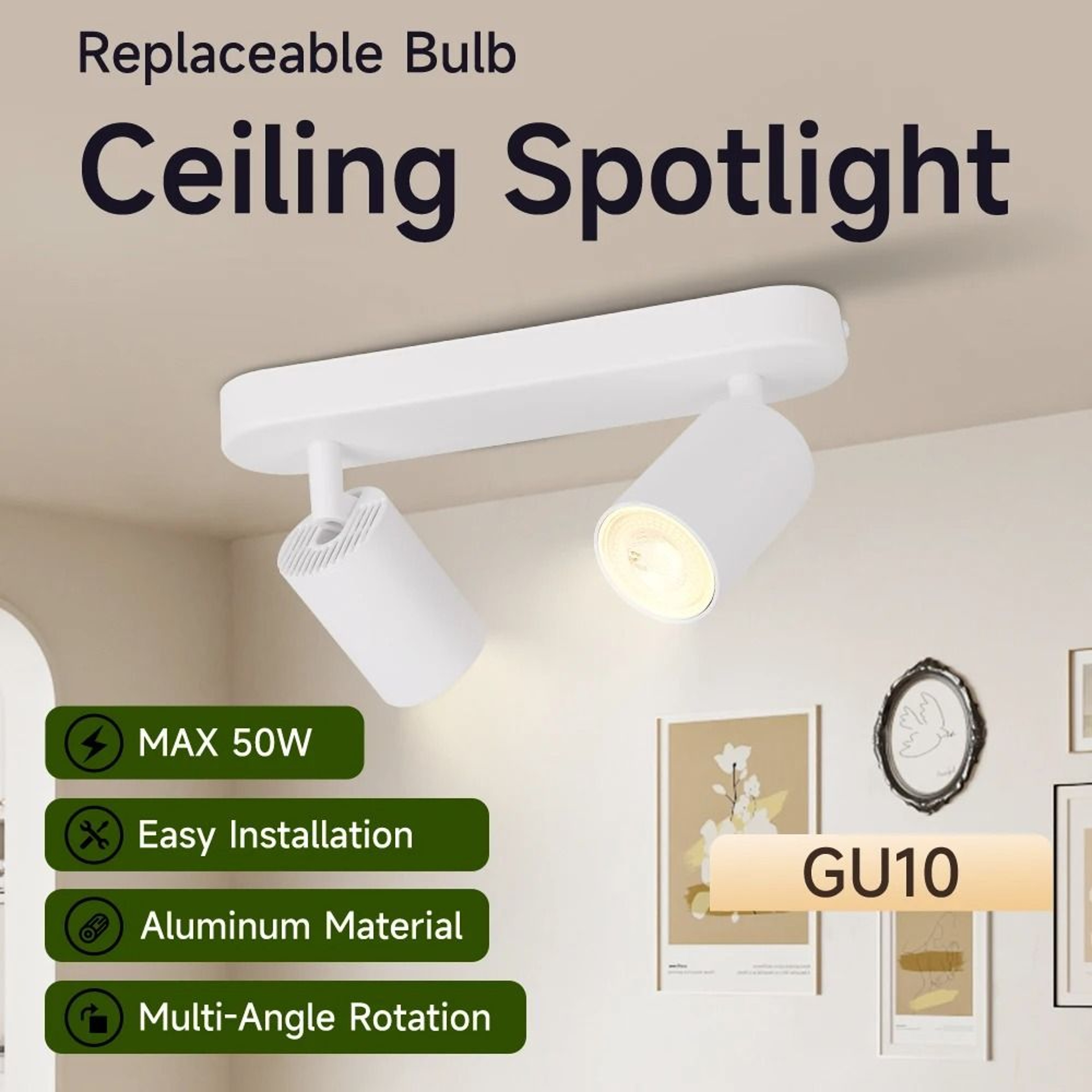 Modern GU10 Ceiling Spotlight With Replaceable Bulb For Home Lighting 11