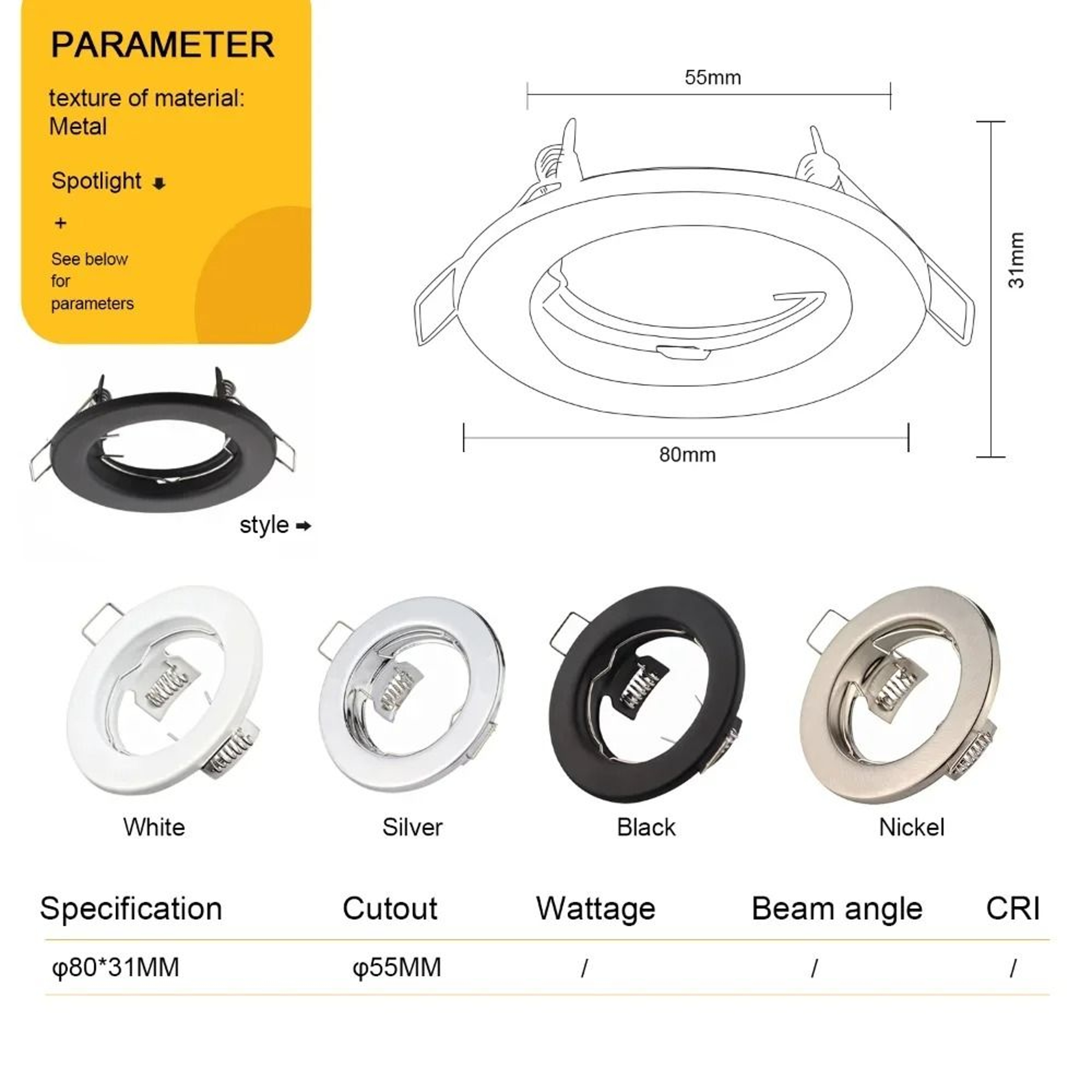 6 Piece Adjustable GU10 Recessed Ceiling Spotlight Set 5