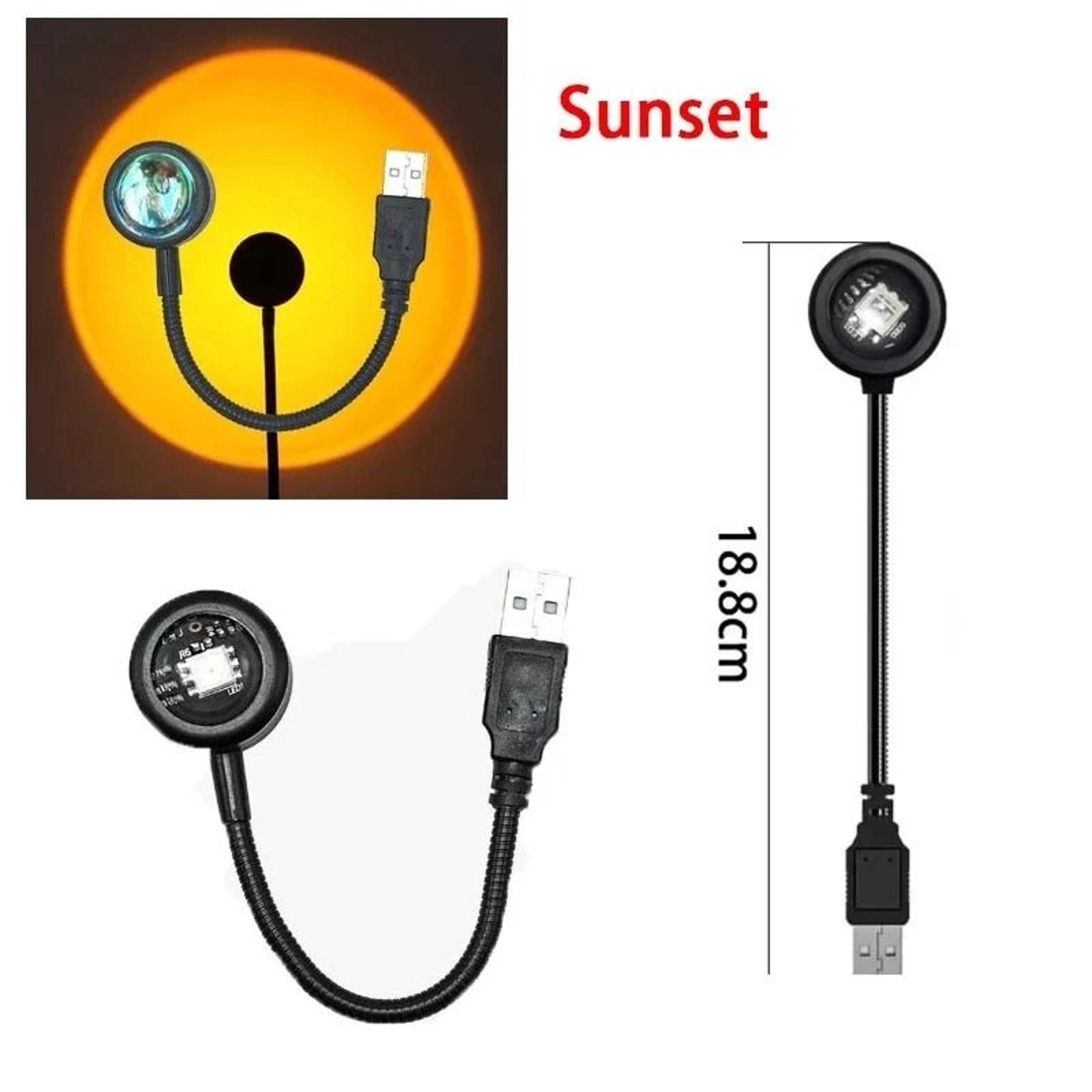 USB LED Sunset Projection Lamp With Rainbow Light For Bedroom Decor 2