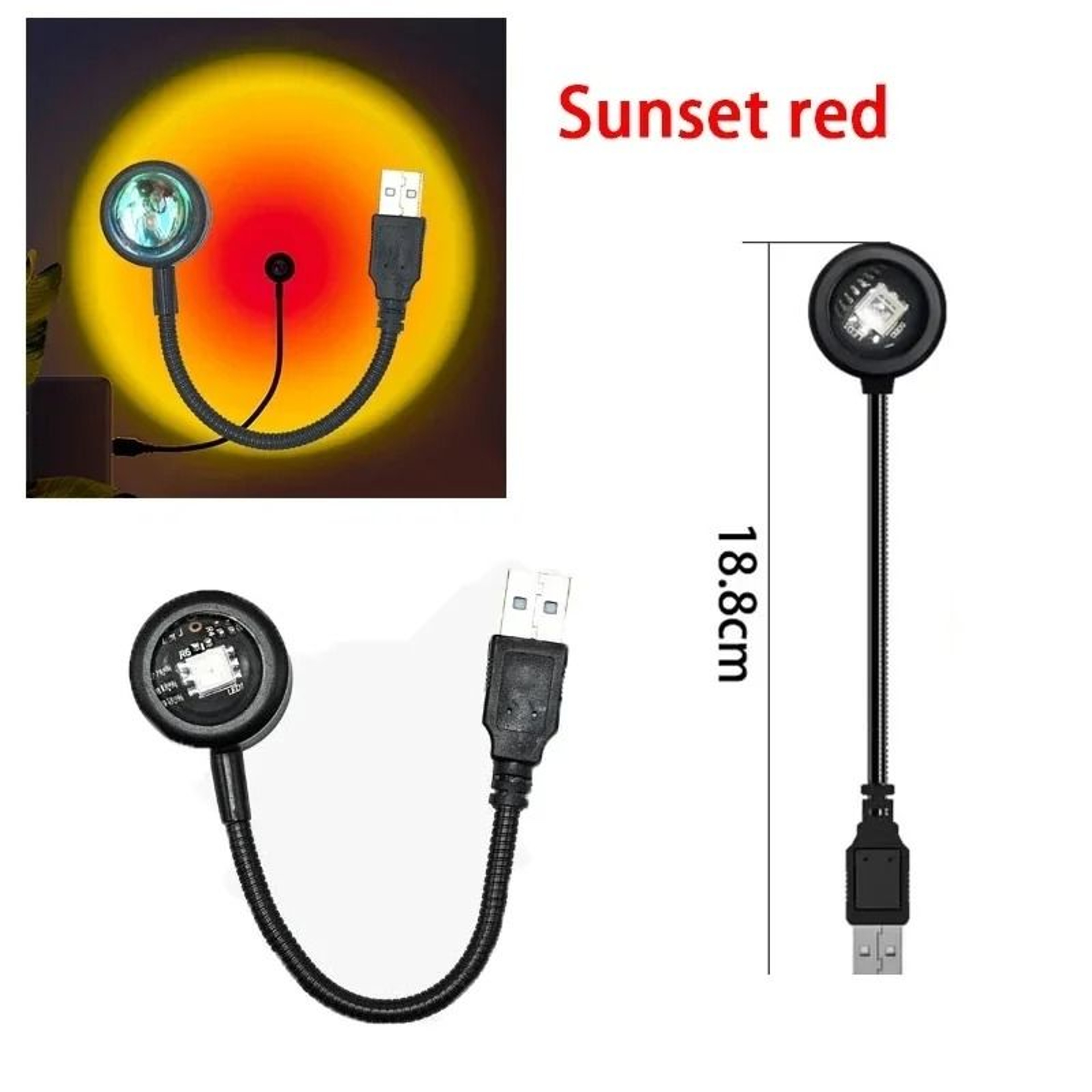 USB LED Sunset Projection Lamp With Rainbow Light For Bedroom Decor 3