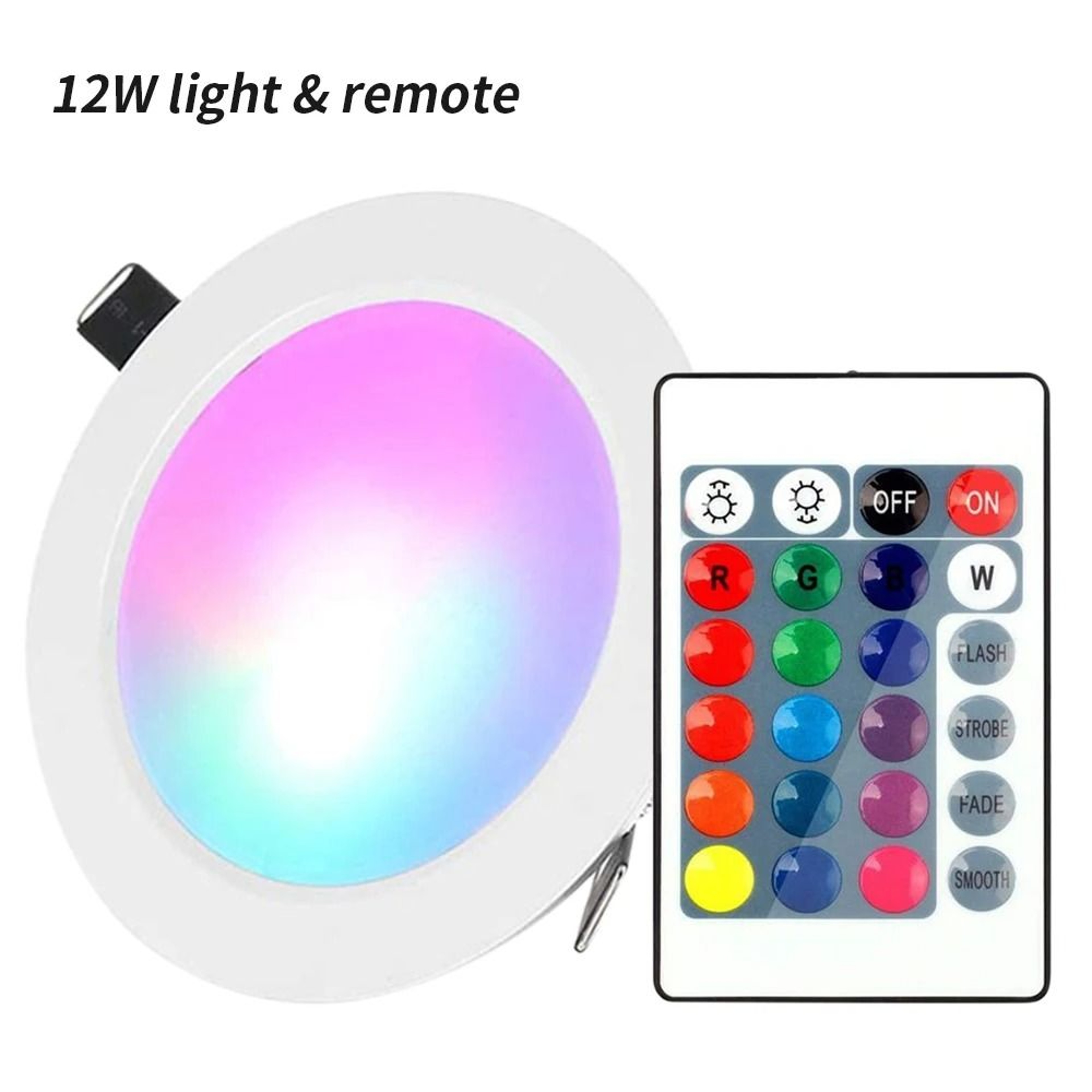 12W RGBW Recessed LED Downlight With Remote Control And 16 Colors 2