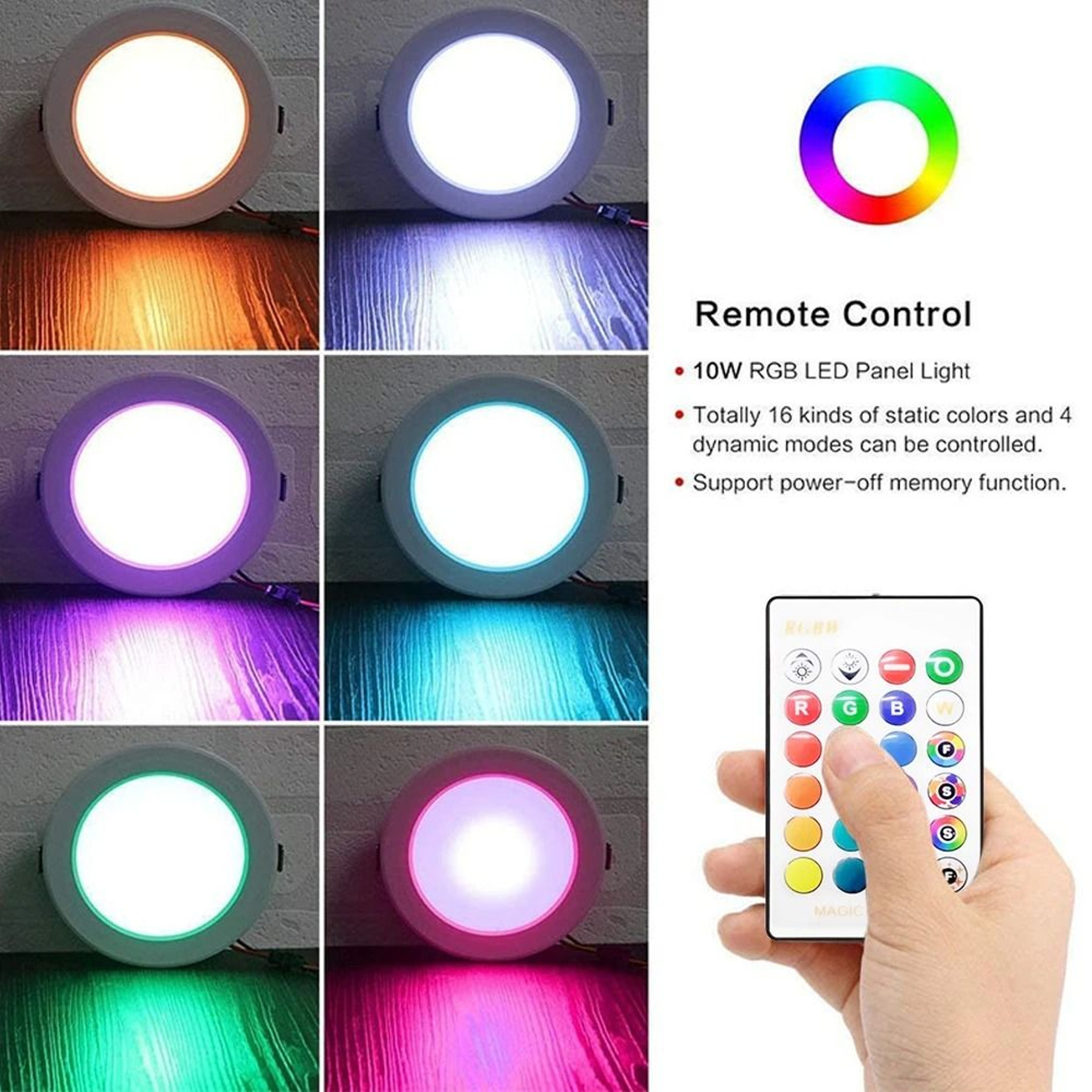 12W RGBW Recessed LED Downlight With Remote Control And 16 Colors 7