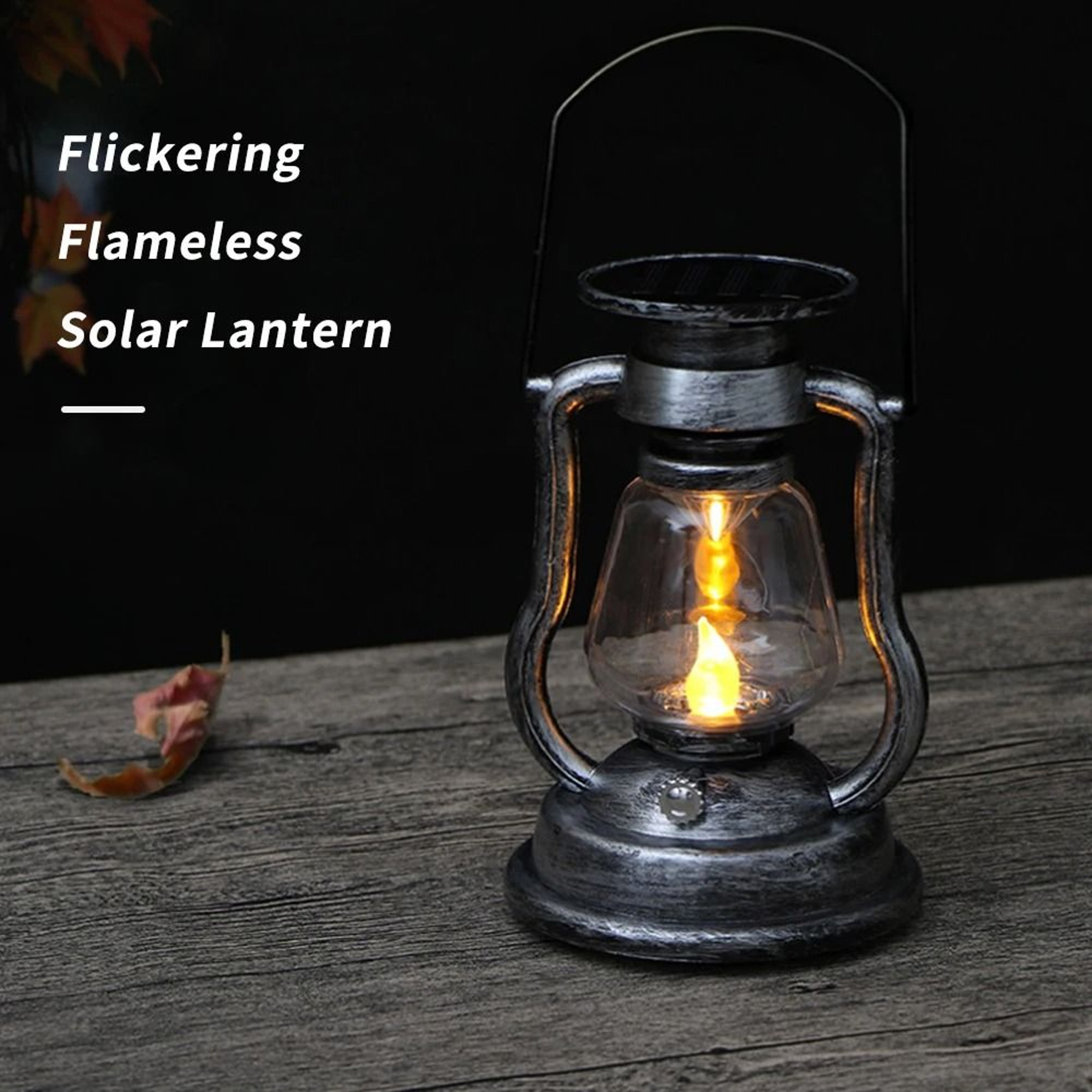Solar Hanging Candle Lantern With Flickering LED Flame For Garden Decor 7