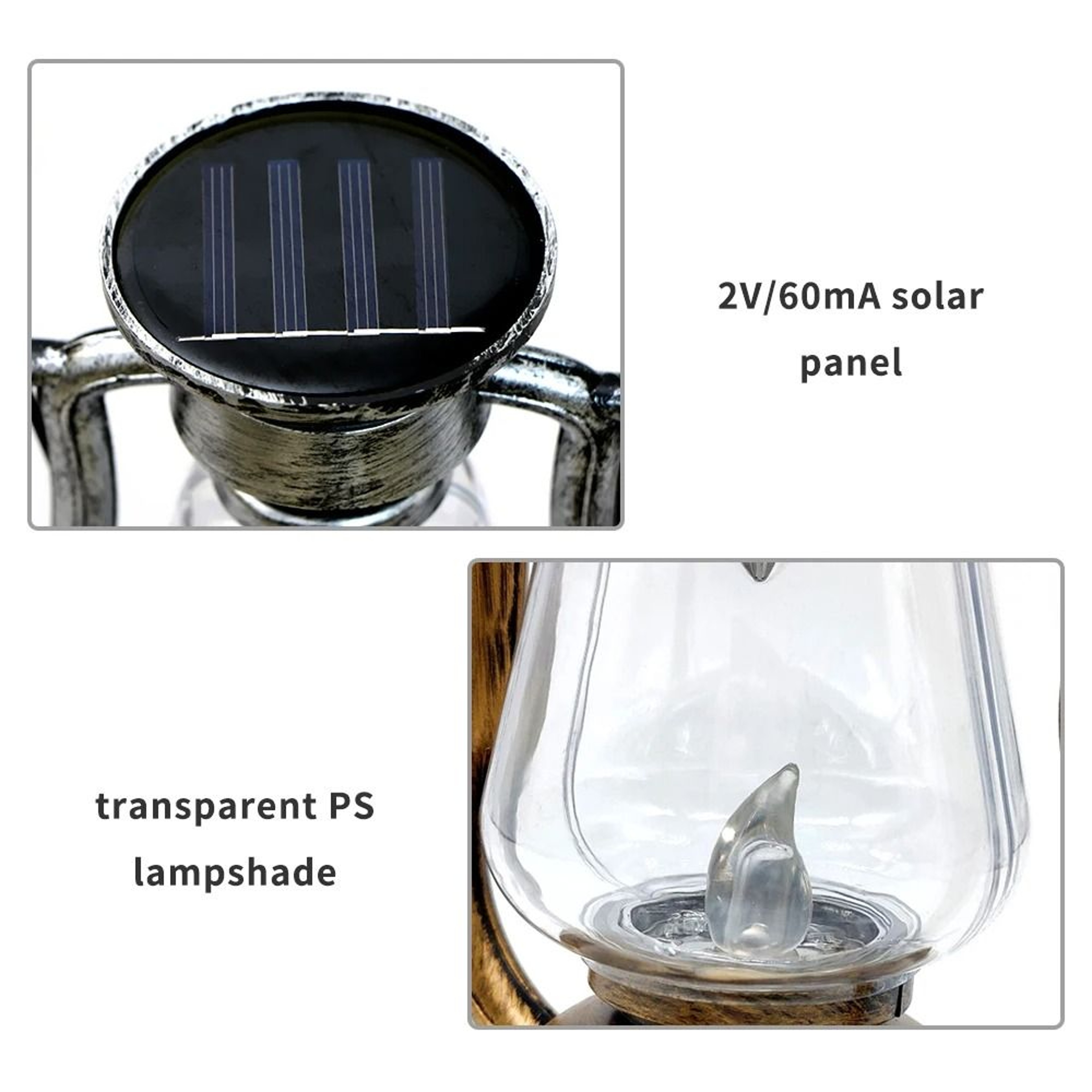 Solar Hanging Candle Lantern With Flickering LED Flame For Garden Decor 4