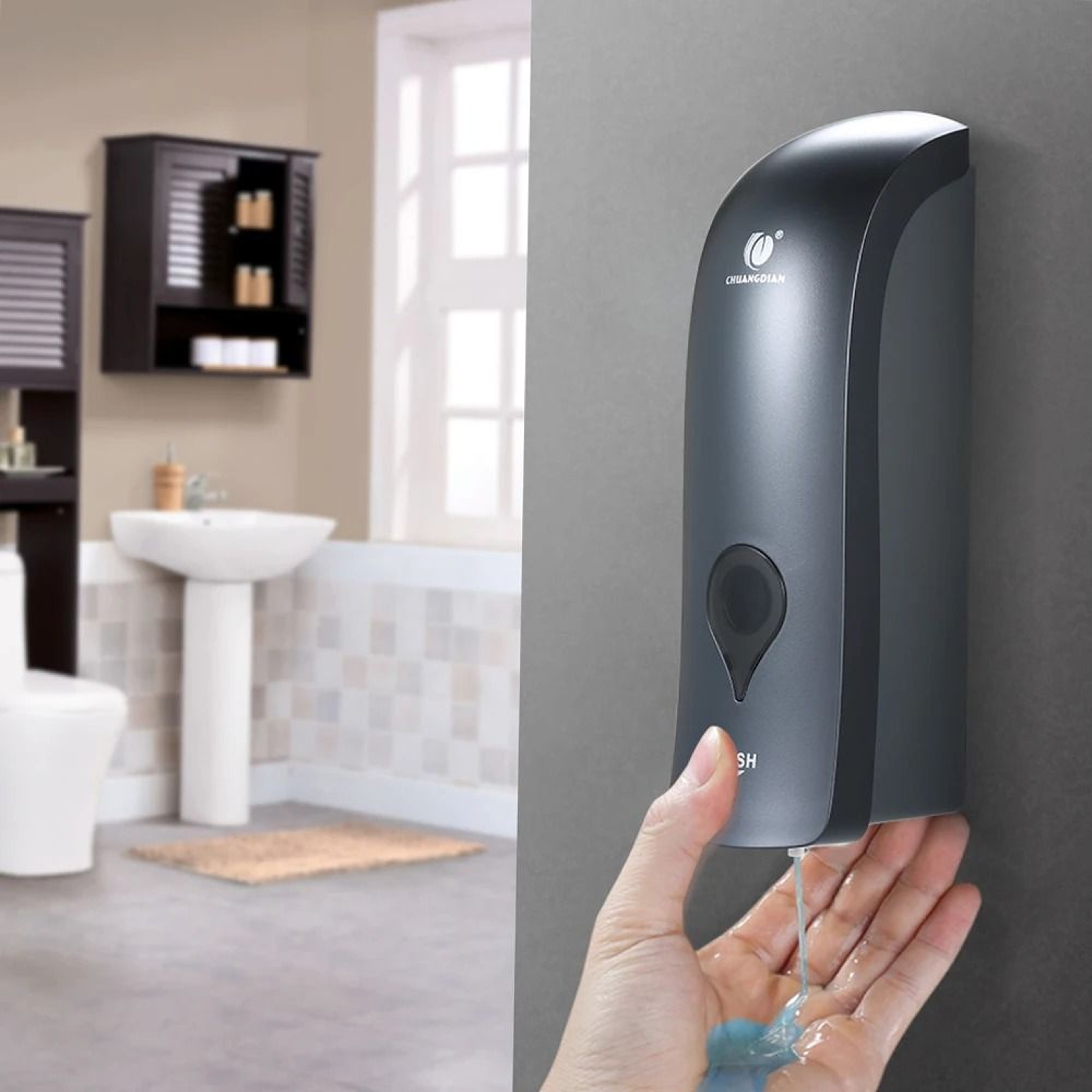300ml No Drill Wall Mounted Soap Dispenser For Bathroom And Shower 0