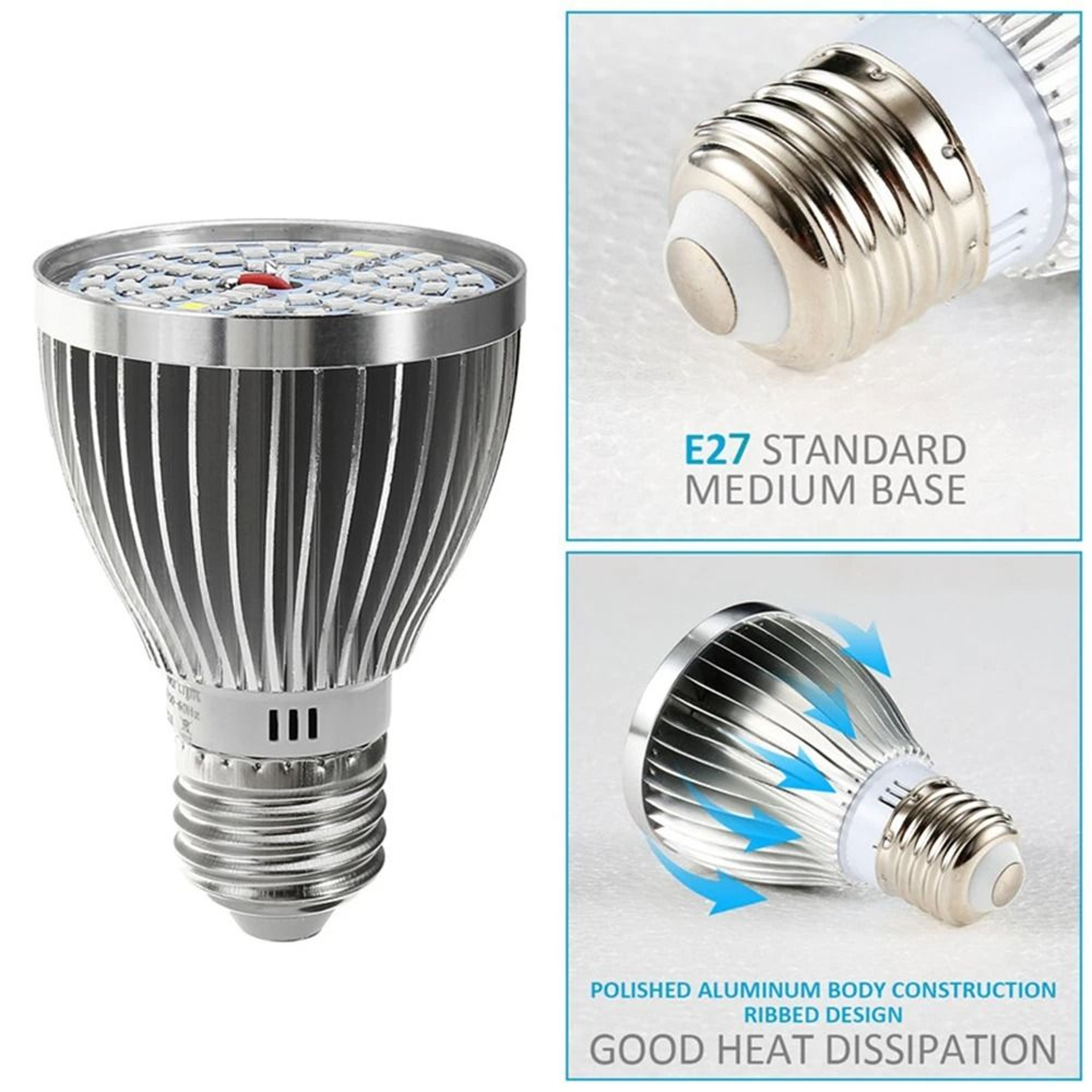 60W E27 Full Spectrum LED Grow Light Bulb For Indoor Plants 6