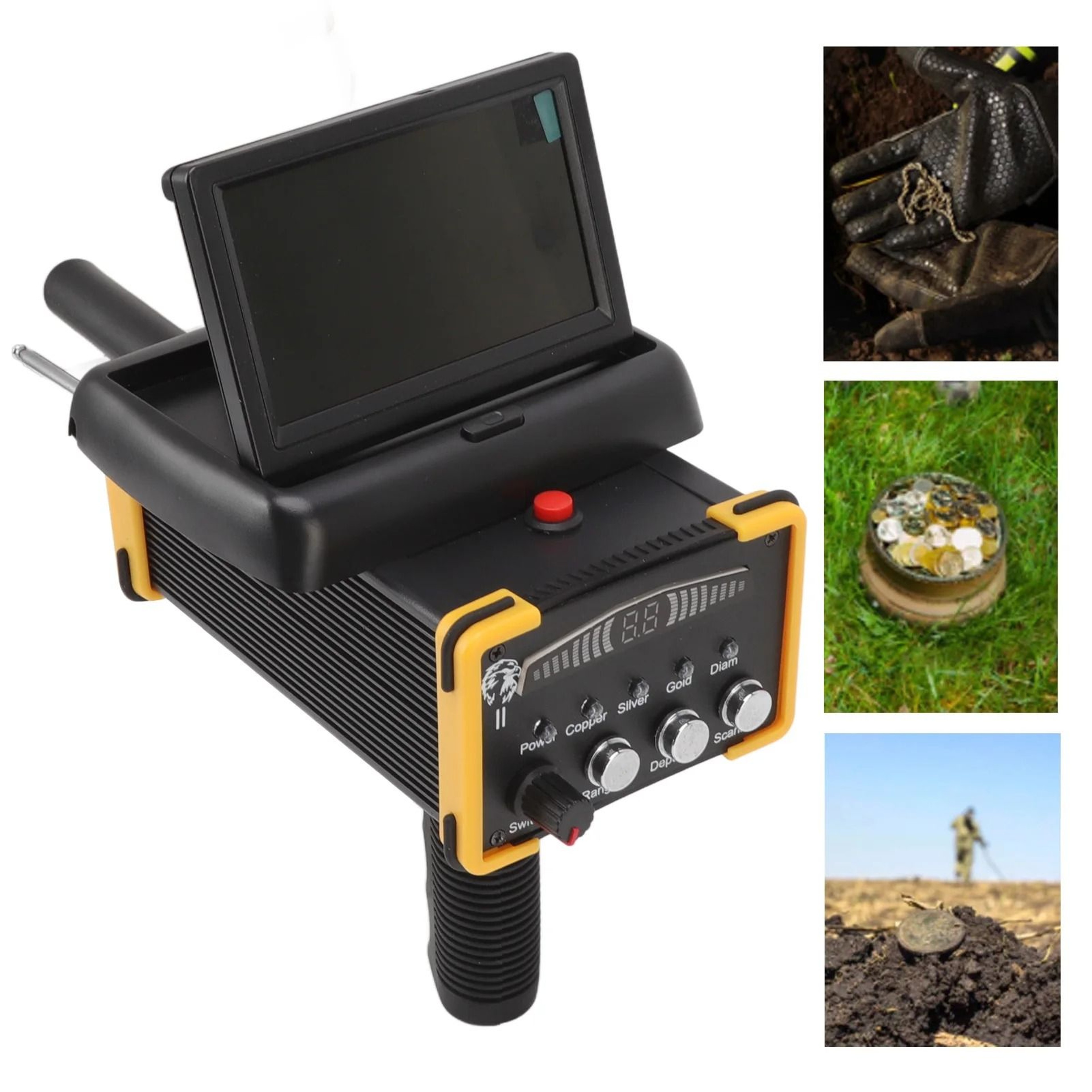Handheld Deep Search Metal Detector With Folding Display For Treasure Hunting US Plug 2