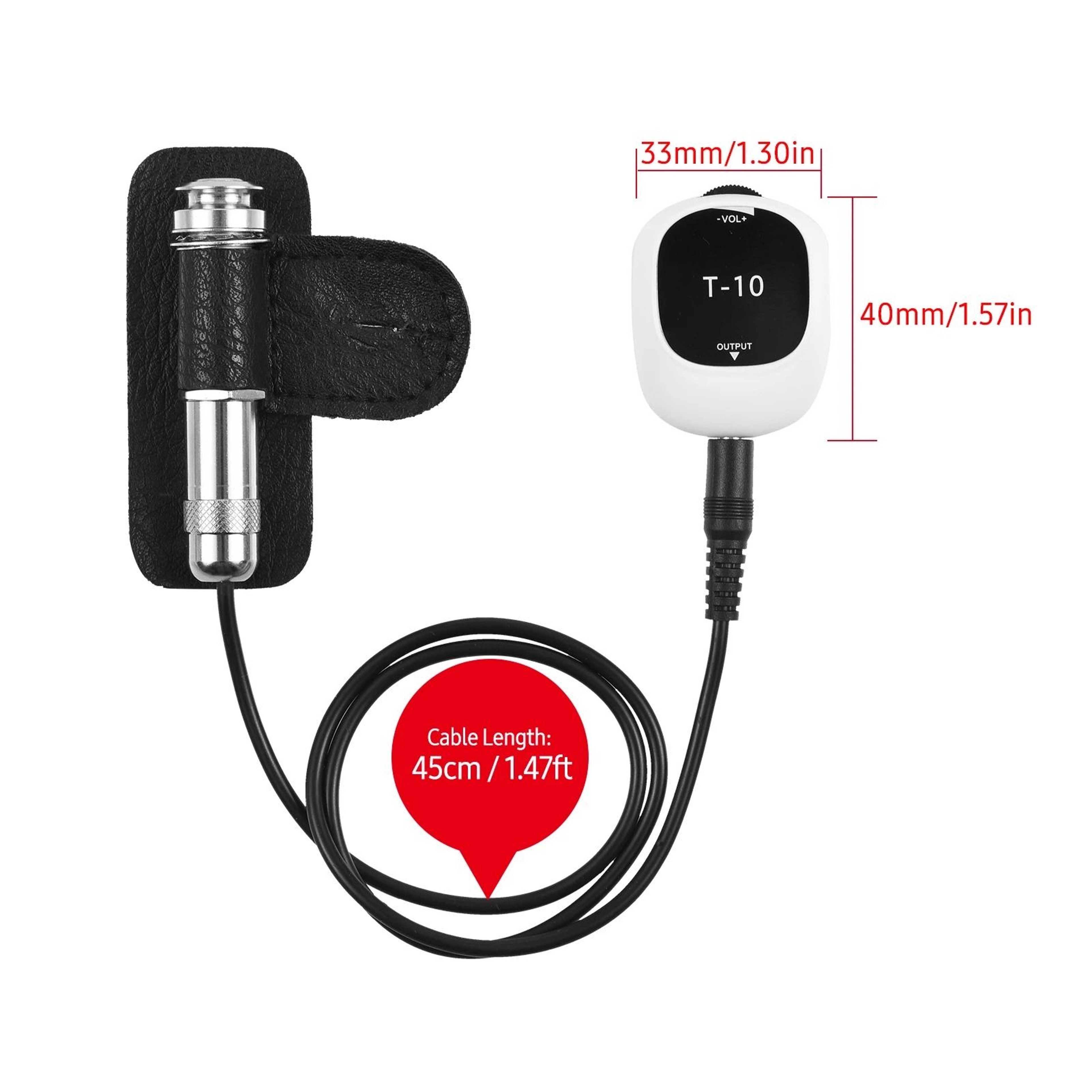 Universal Self Adhesive Piezo Guitar Pickup With 635mm Audio Jack 4