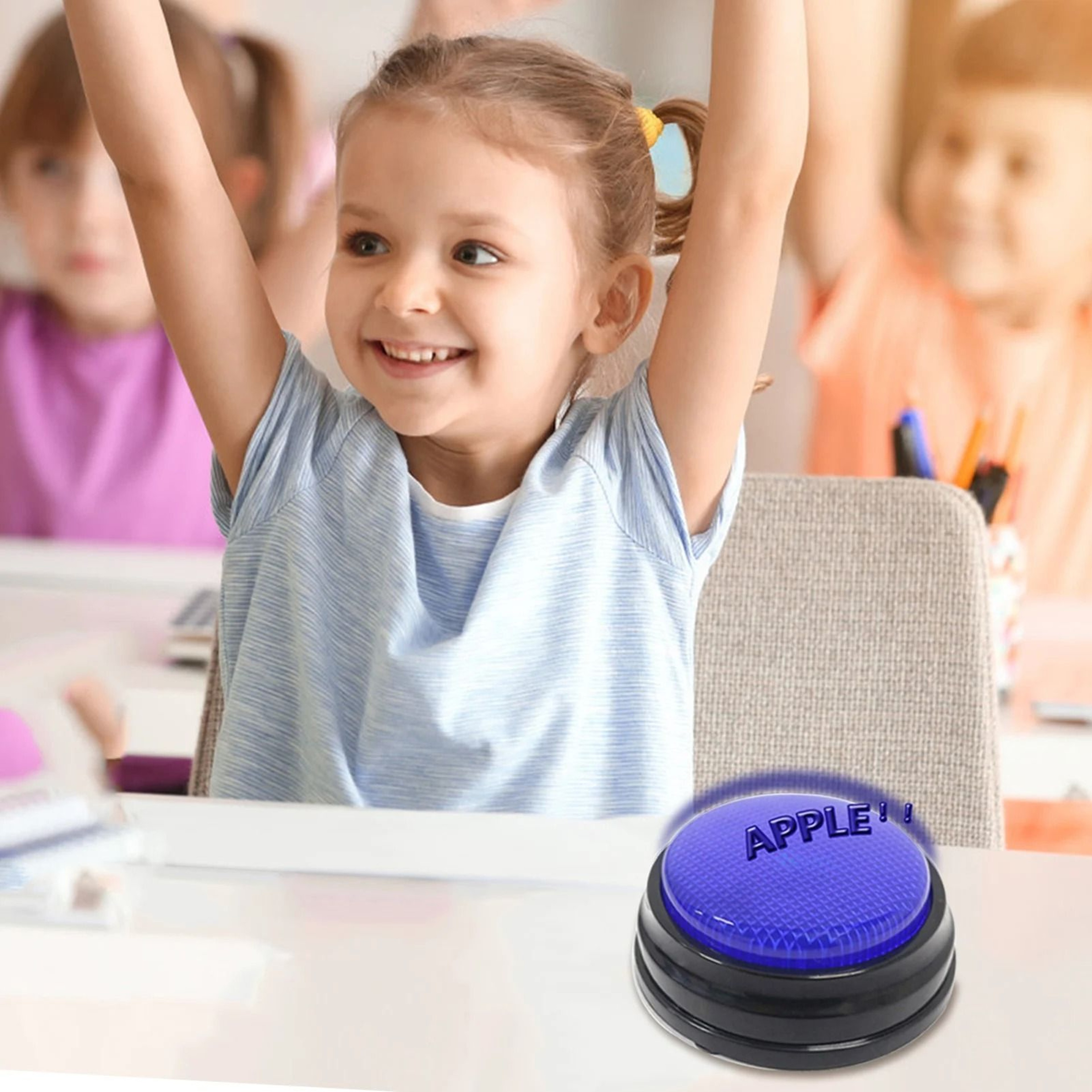 4 Piece Recordable Talking Buttons With LED Lights For Learning And Games 2
