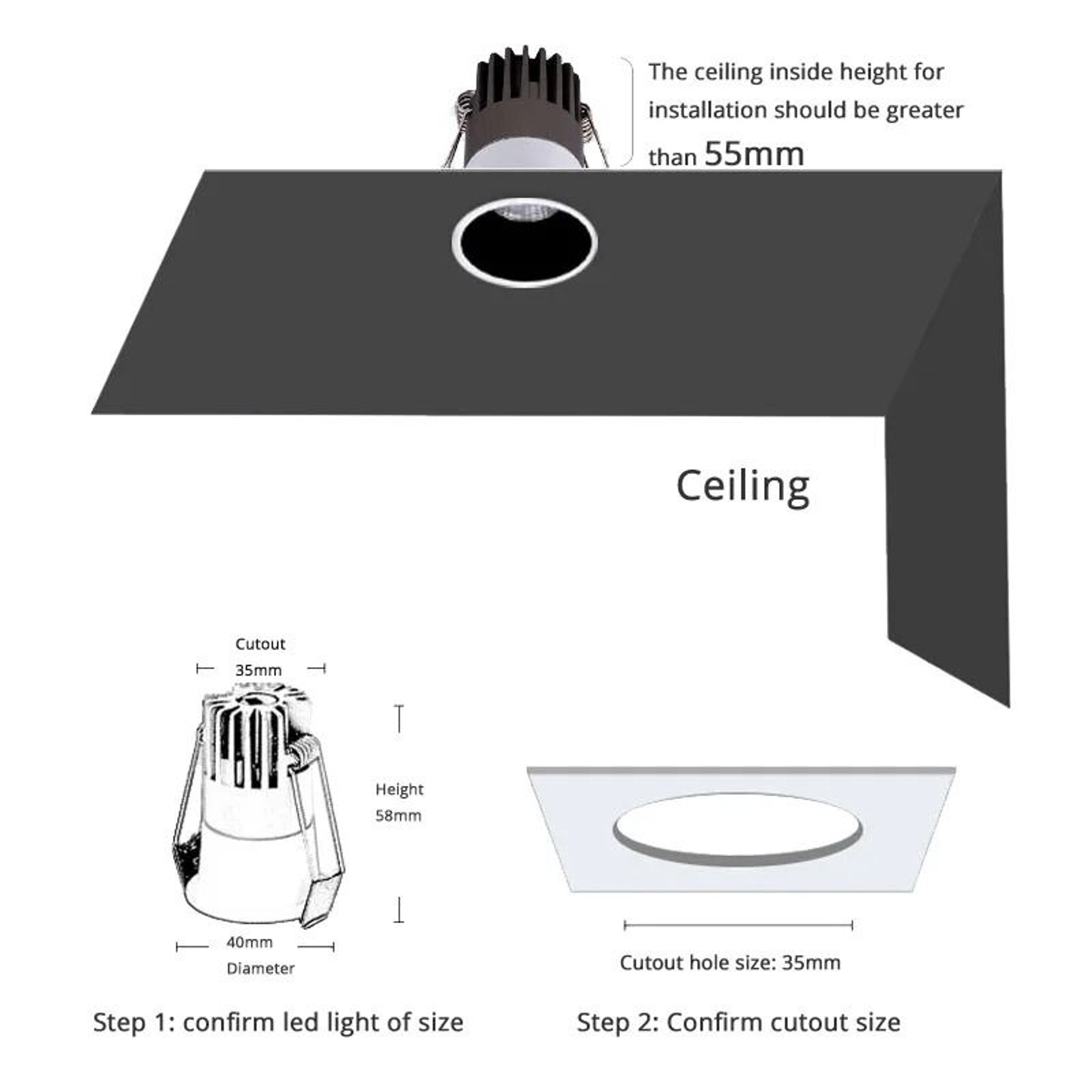 2 Pack 3W 5W Anti Glare LED Recessed Downlights 35mm CRI90 4
