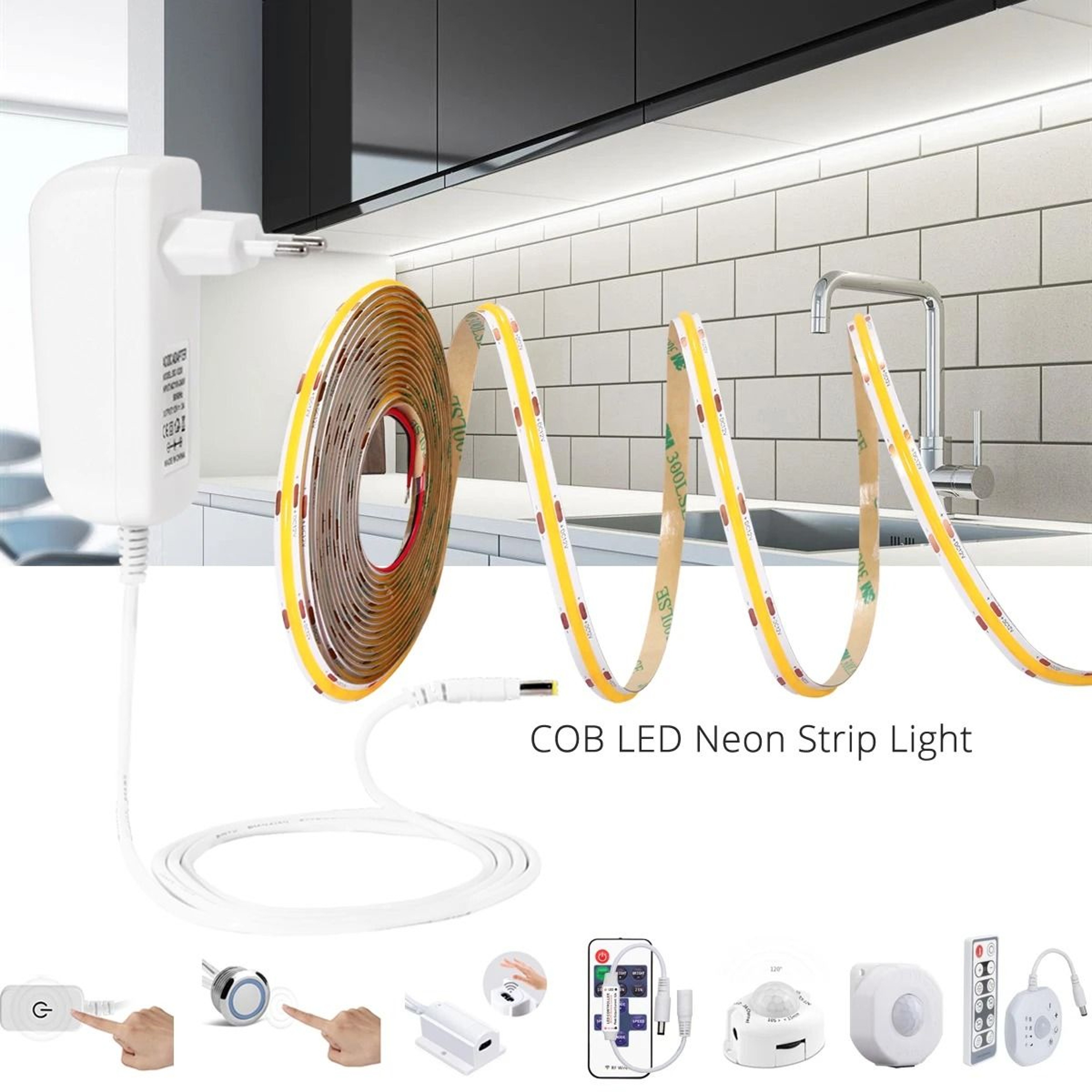 12V COB LED Strip Light With Remote And Motion Sensor Options 0