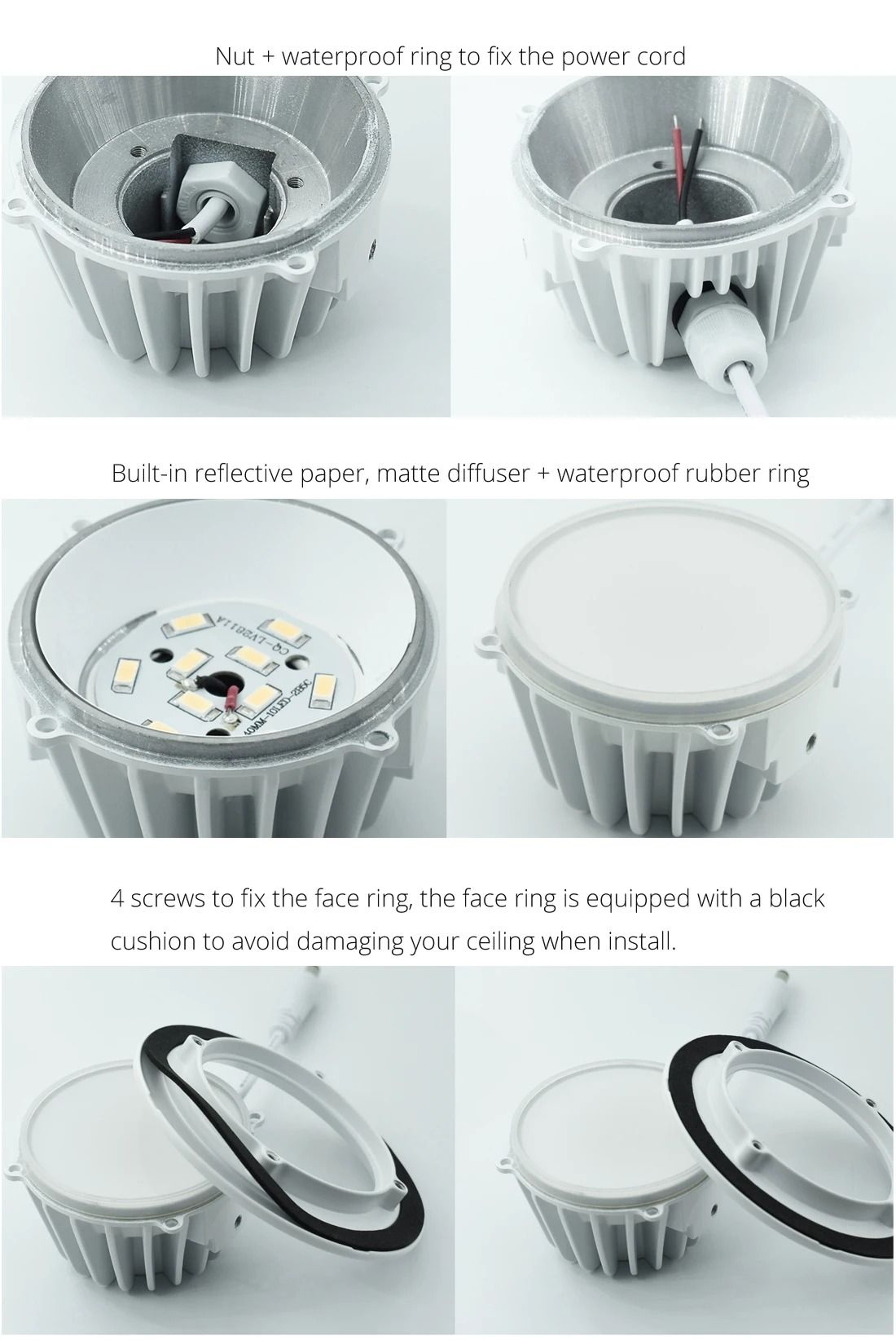 Fully Sealed IP65 Waterproof Ceiling Spotlight With White Finish 3