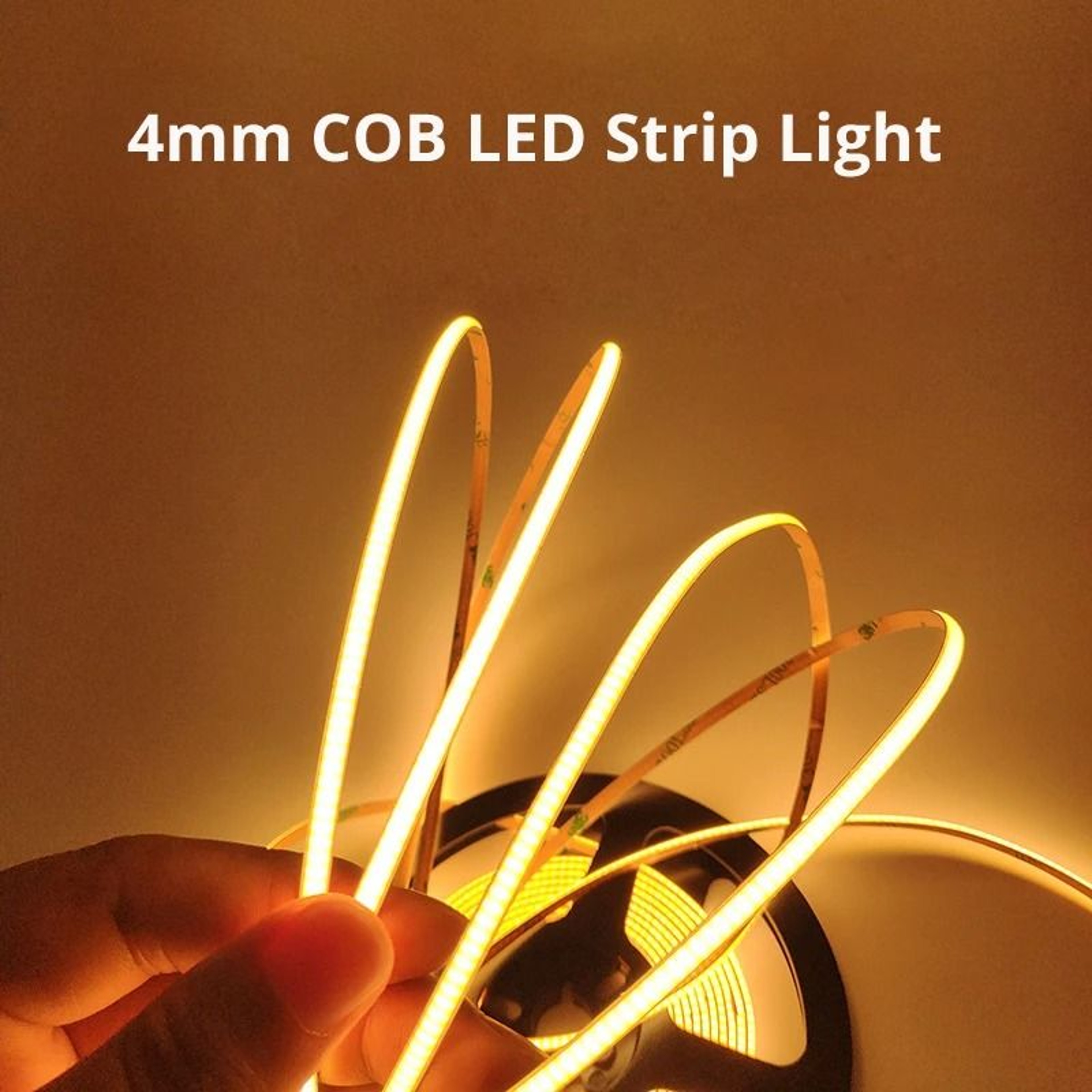 4mm Ultra Thin 12V COB LED Strip Light 480 LEDs 0