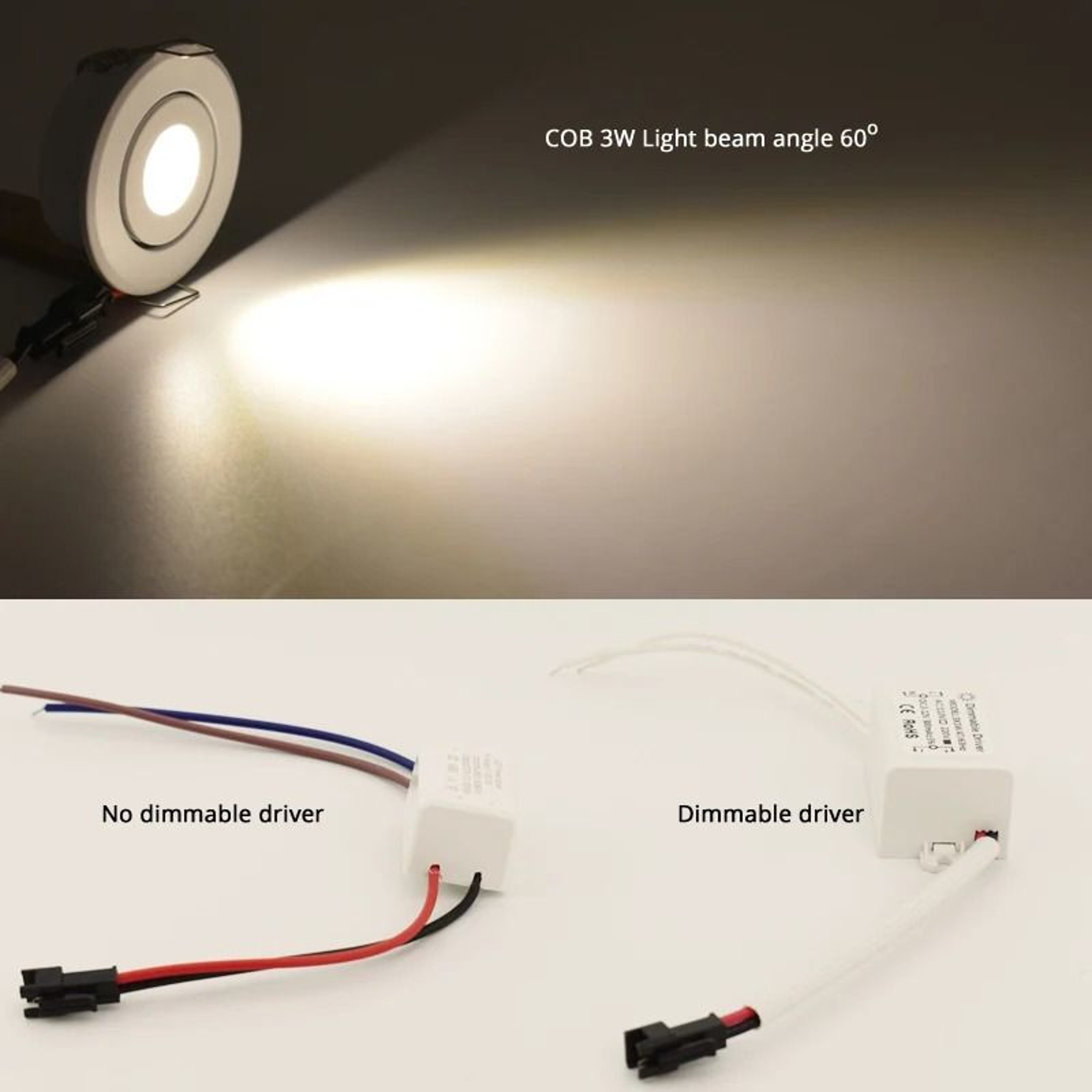 4 Pack 3W COB LED Dimmable Recessed Ceiling Spotlights 1