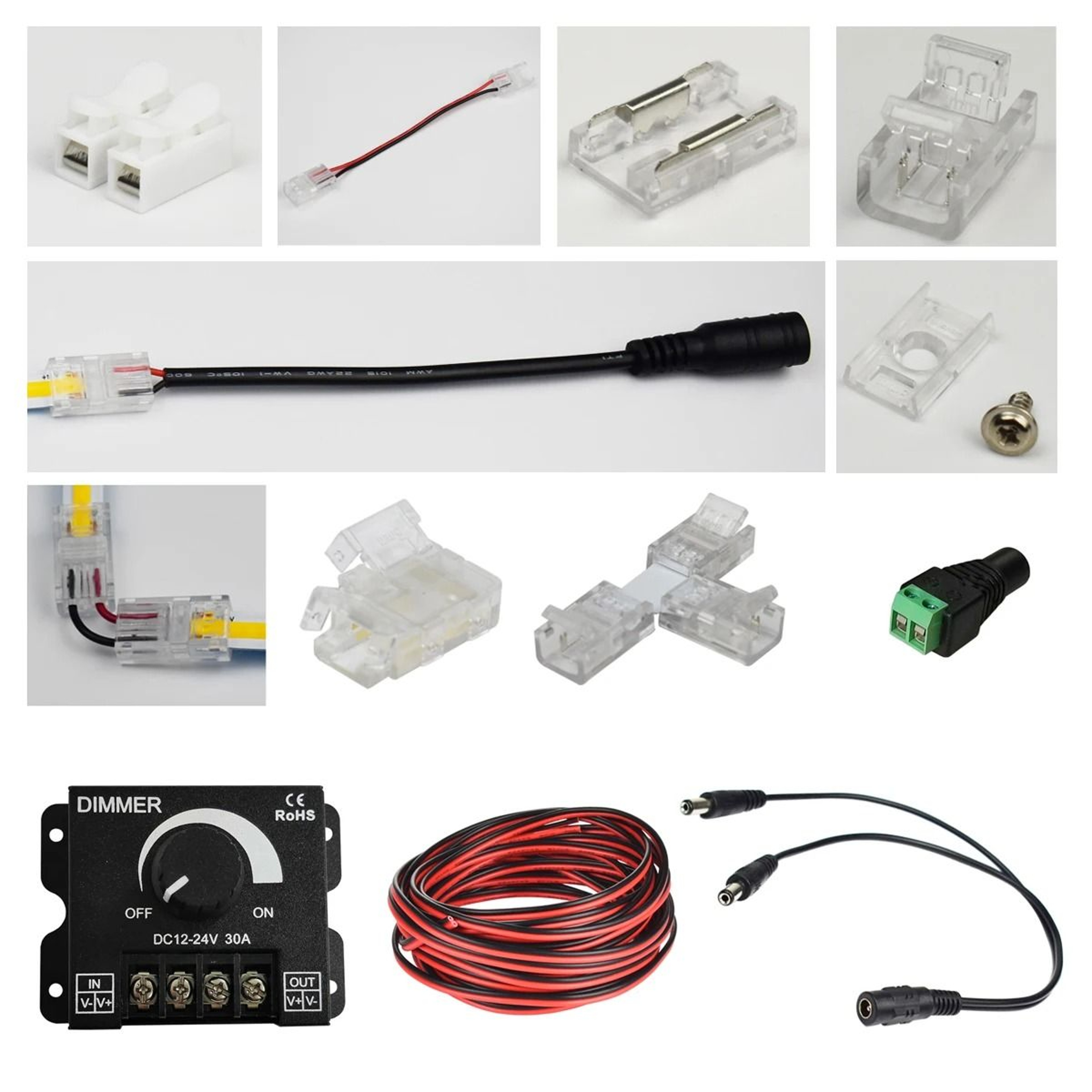 8mm COB LED Strip Connectors With Corner And TShaped Options 0
