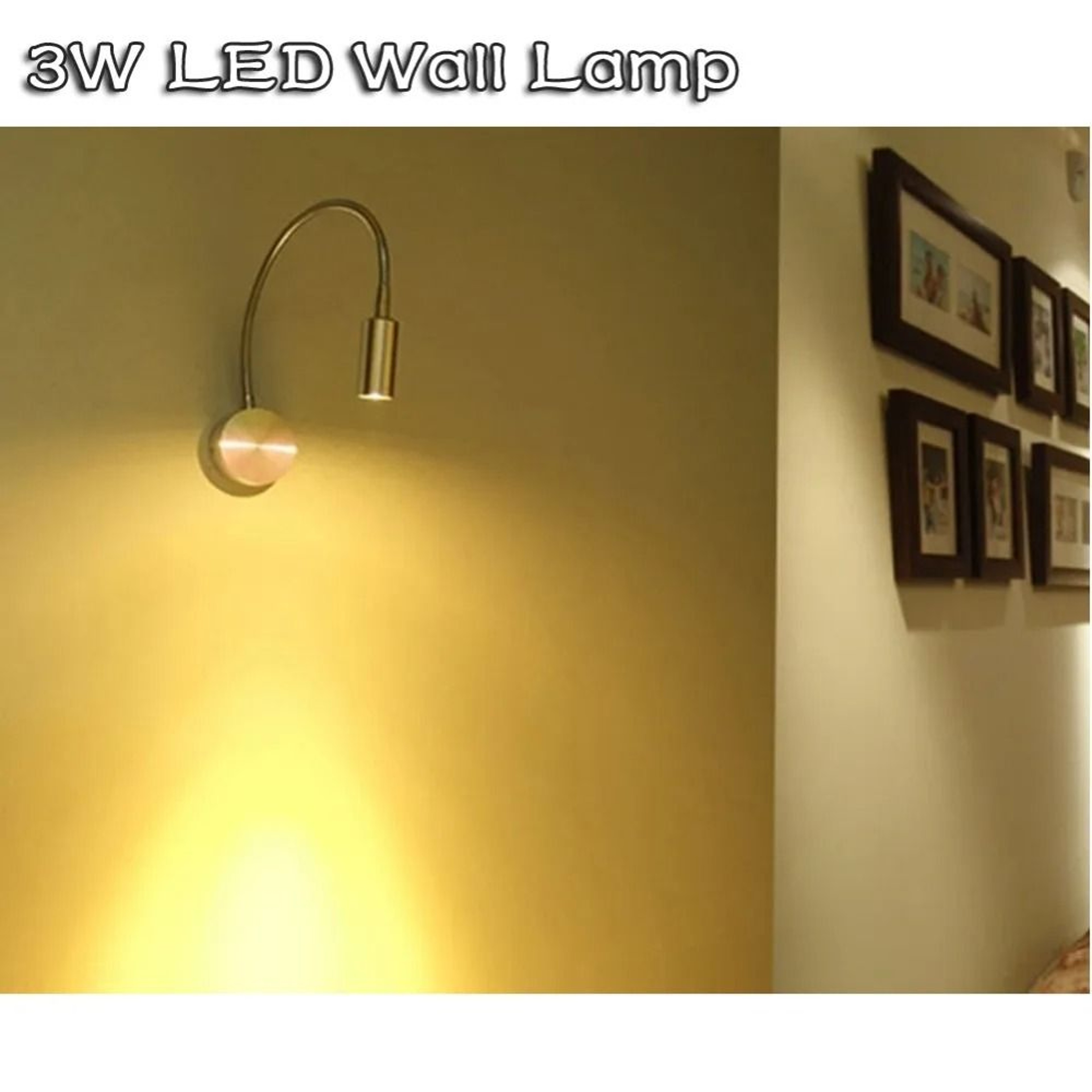 3W Flexible LED Bedside Reading Wall Lamp With Switch 3