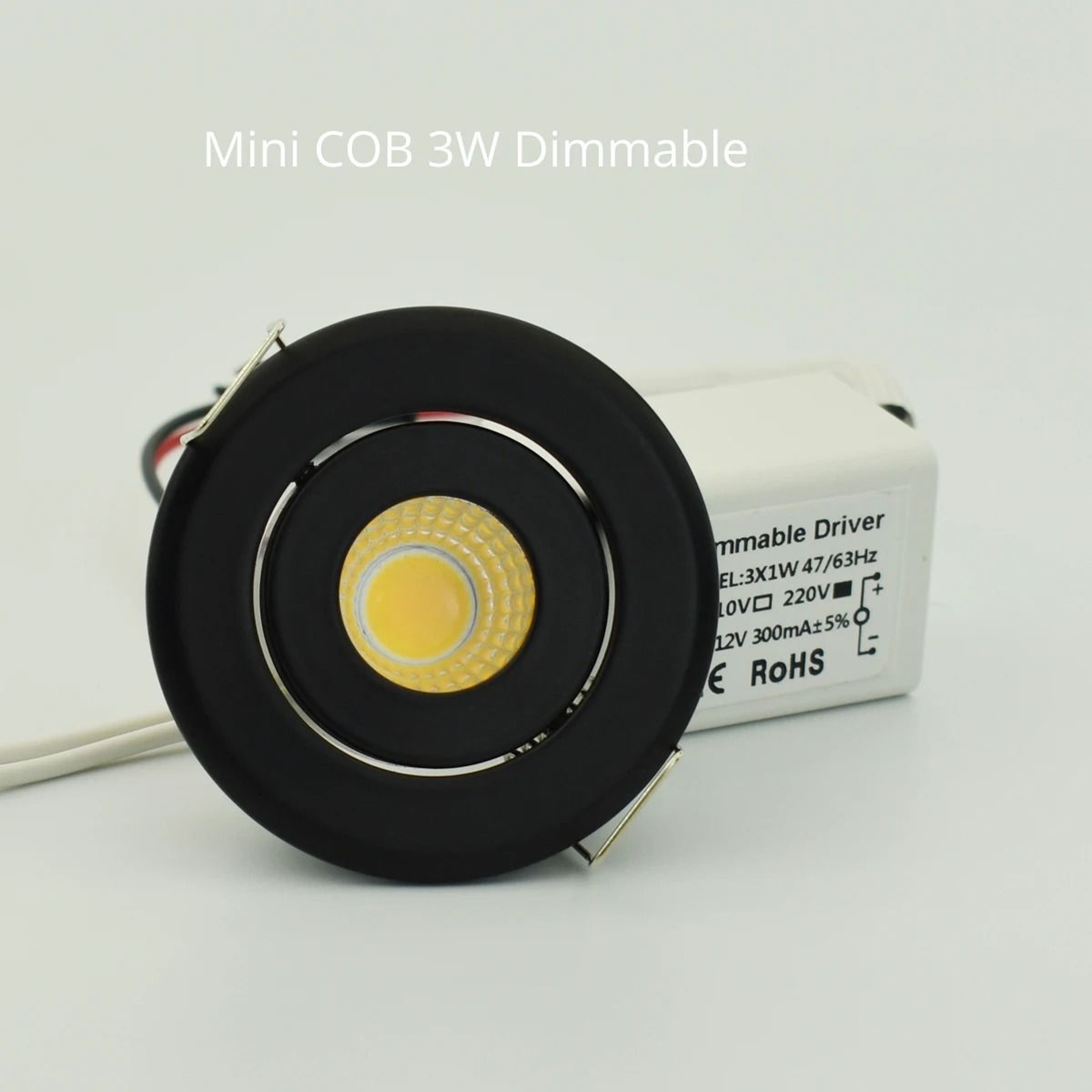 10 Pack Mini COB LED Recessed Downlights 1W 3W Black 2