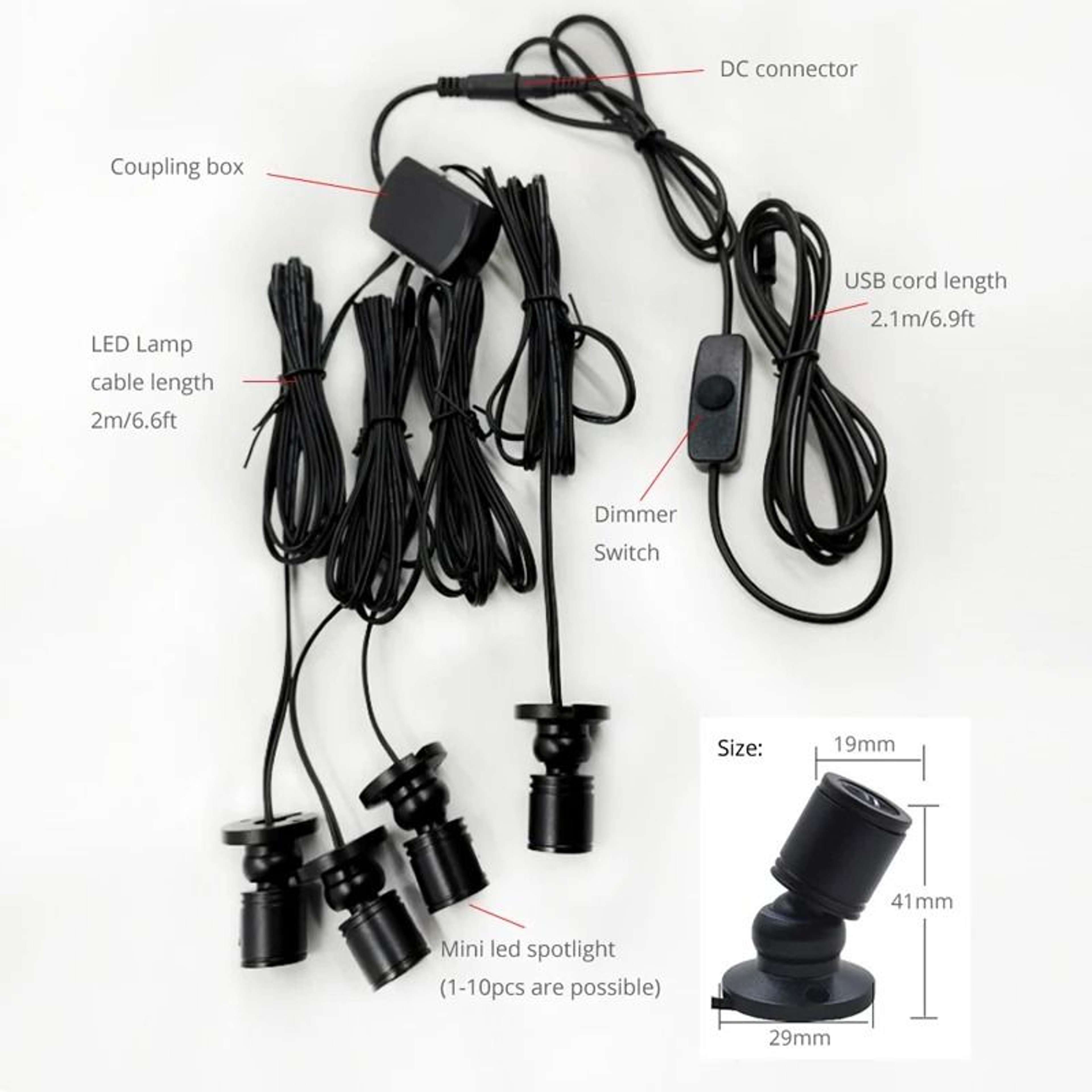 1W USB Mini LED Dimmable Spotlight For Display Cabinets 9