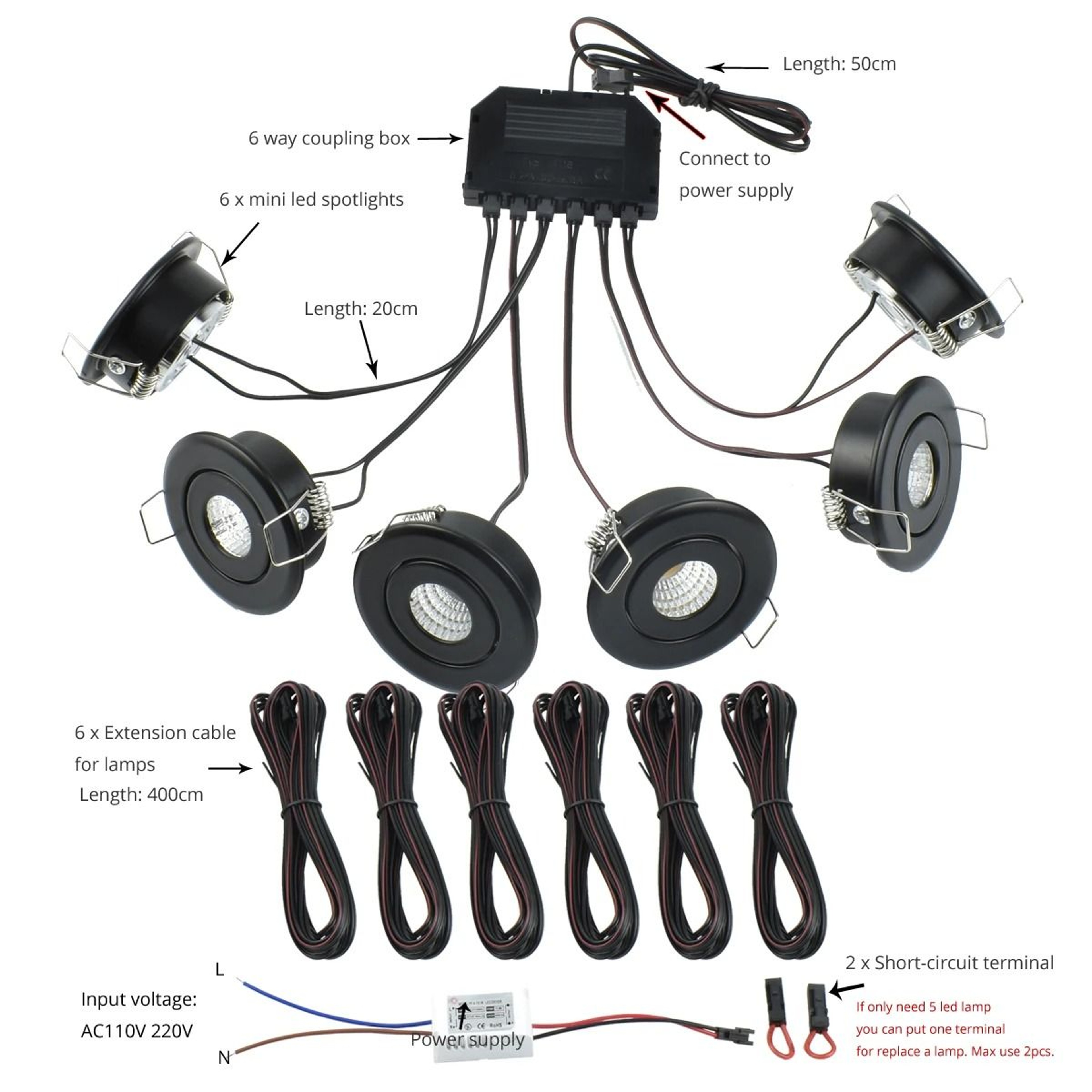 6 Pack 3W COB LED Recessed Spotlights With Remote Dimmer 1