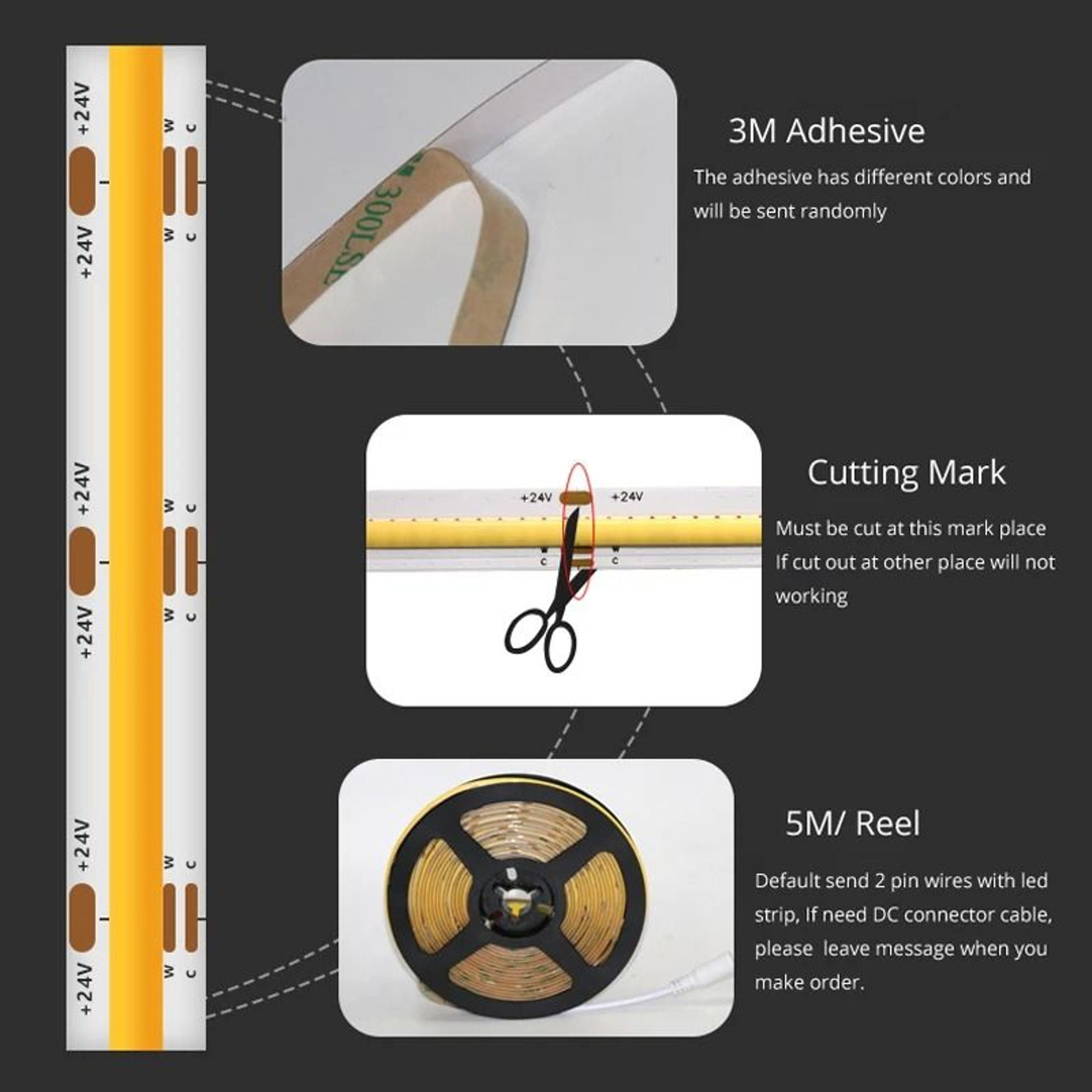 12V Dimmable COB LED Strip Light Kit With Motion Sensor 7