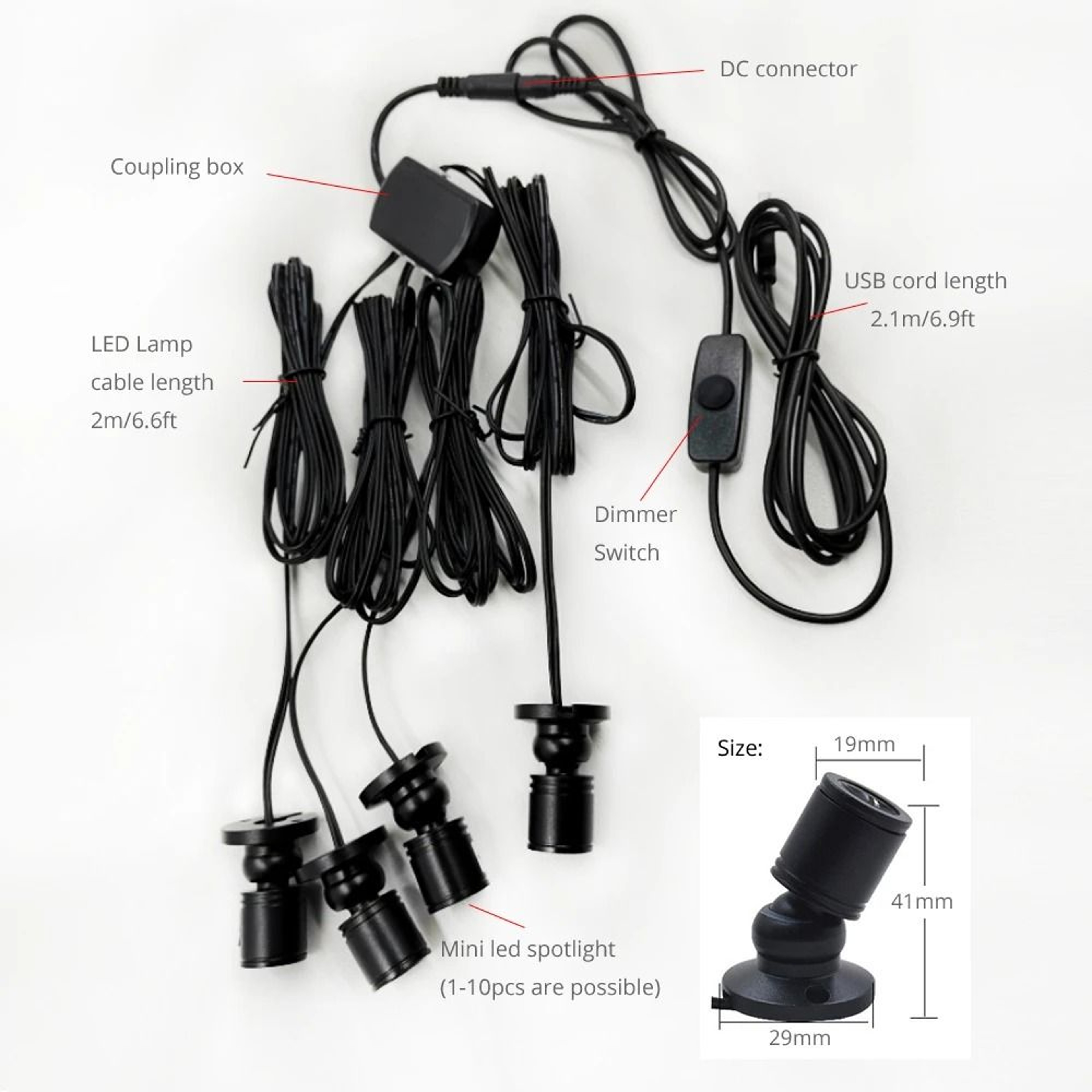Mini 1W Dimmable USB LED Spotlight For Display Cabinets And Shelves 5