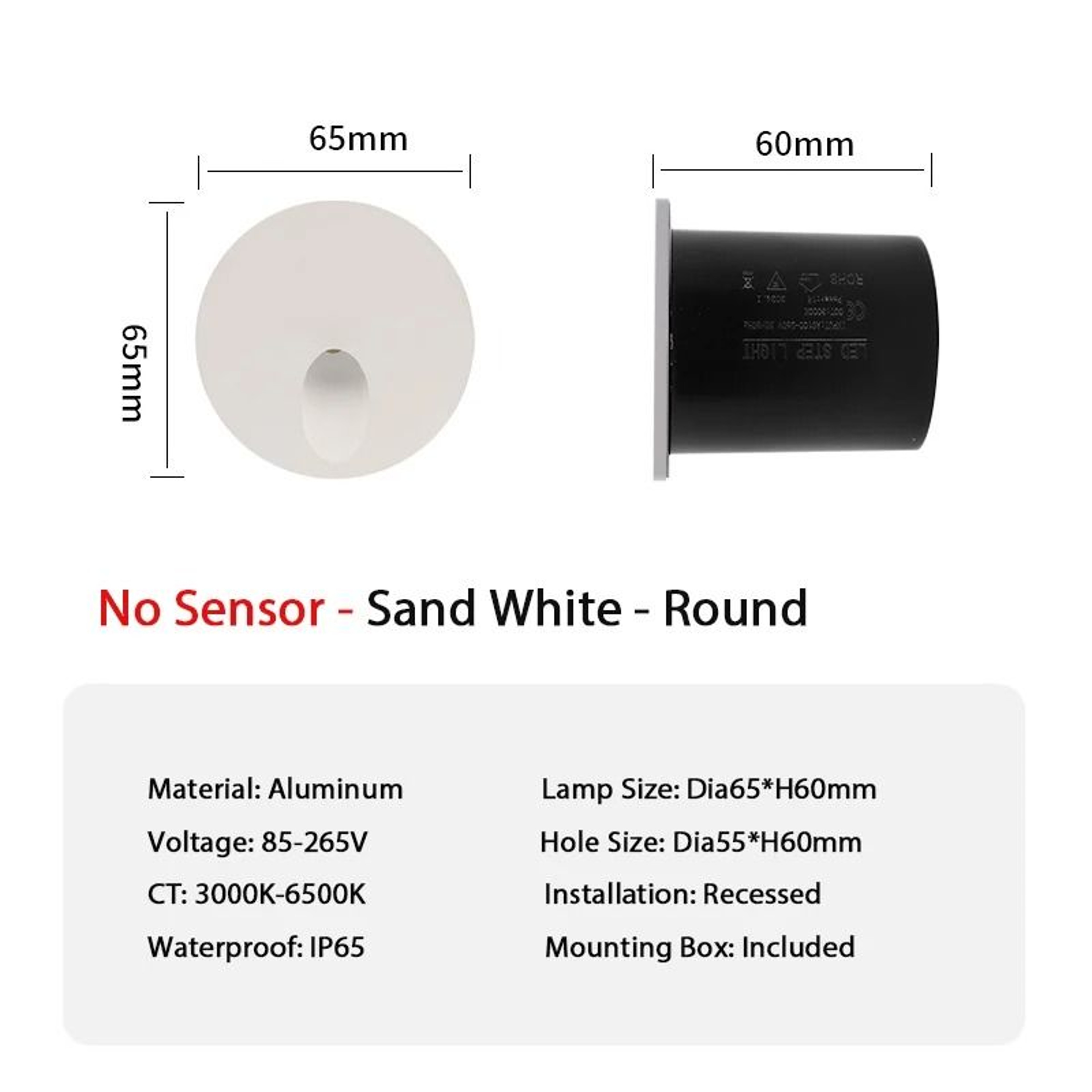 1W Round Recessed LED Stair Light With Motion Sensor For Indoor And Outdoor Use 2