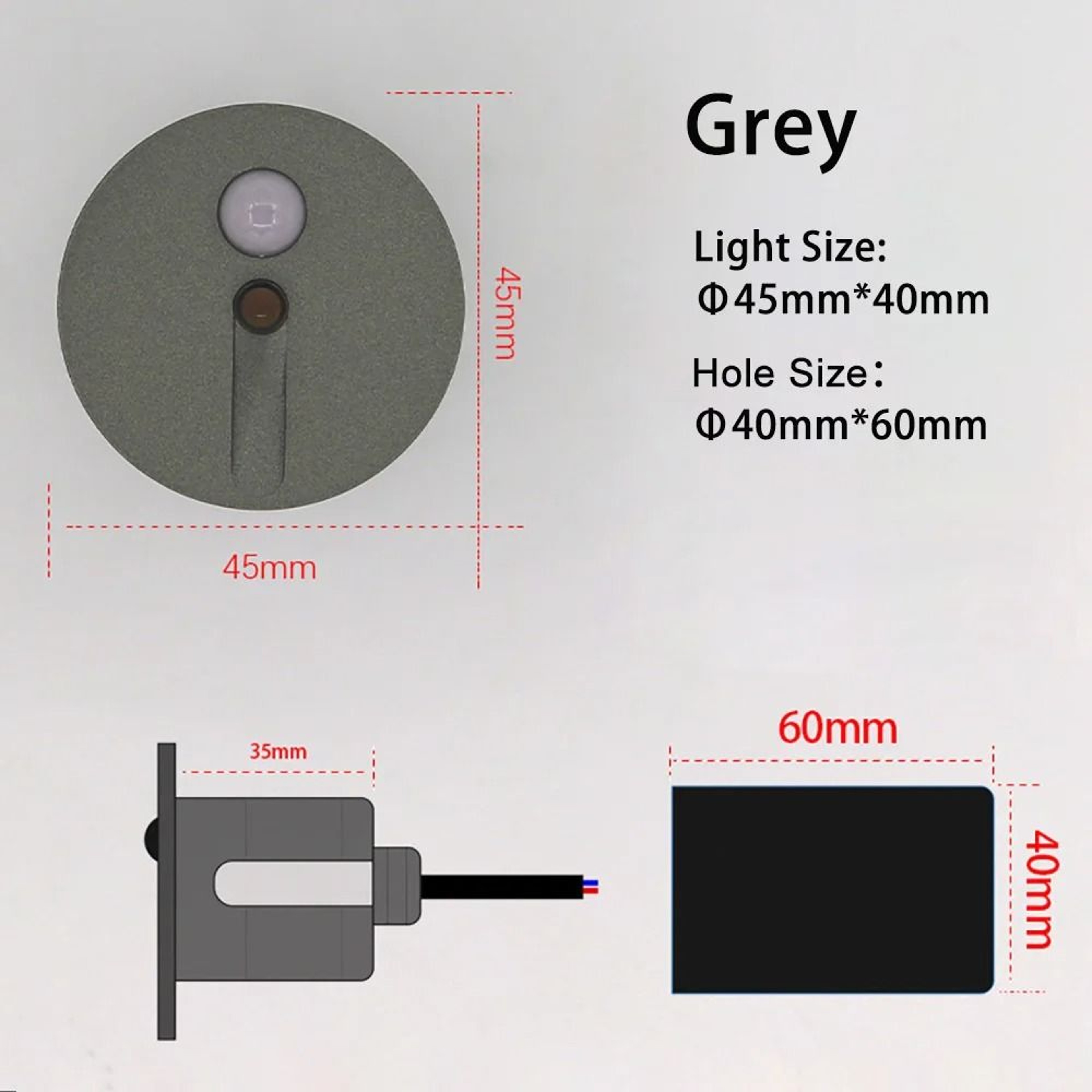 45mm Waterproof Recessed LED Stair Light With Motion Sensor 5