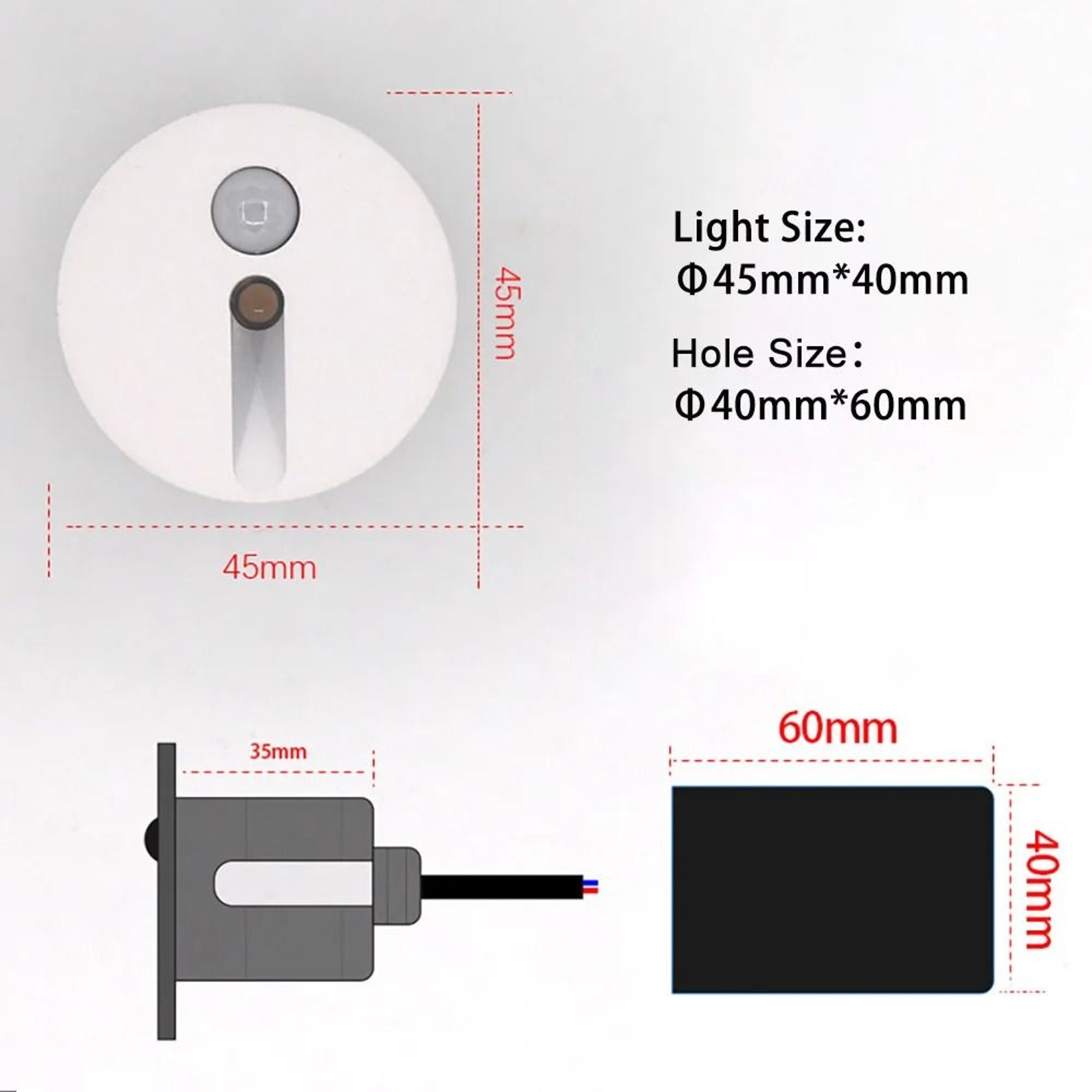 45mm Waterproof Recessed LED Stair Light With Motion Sensor 9