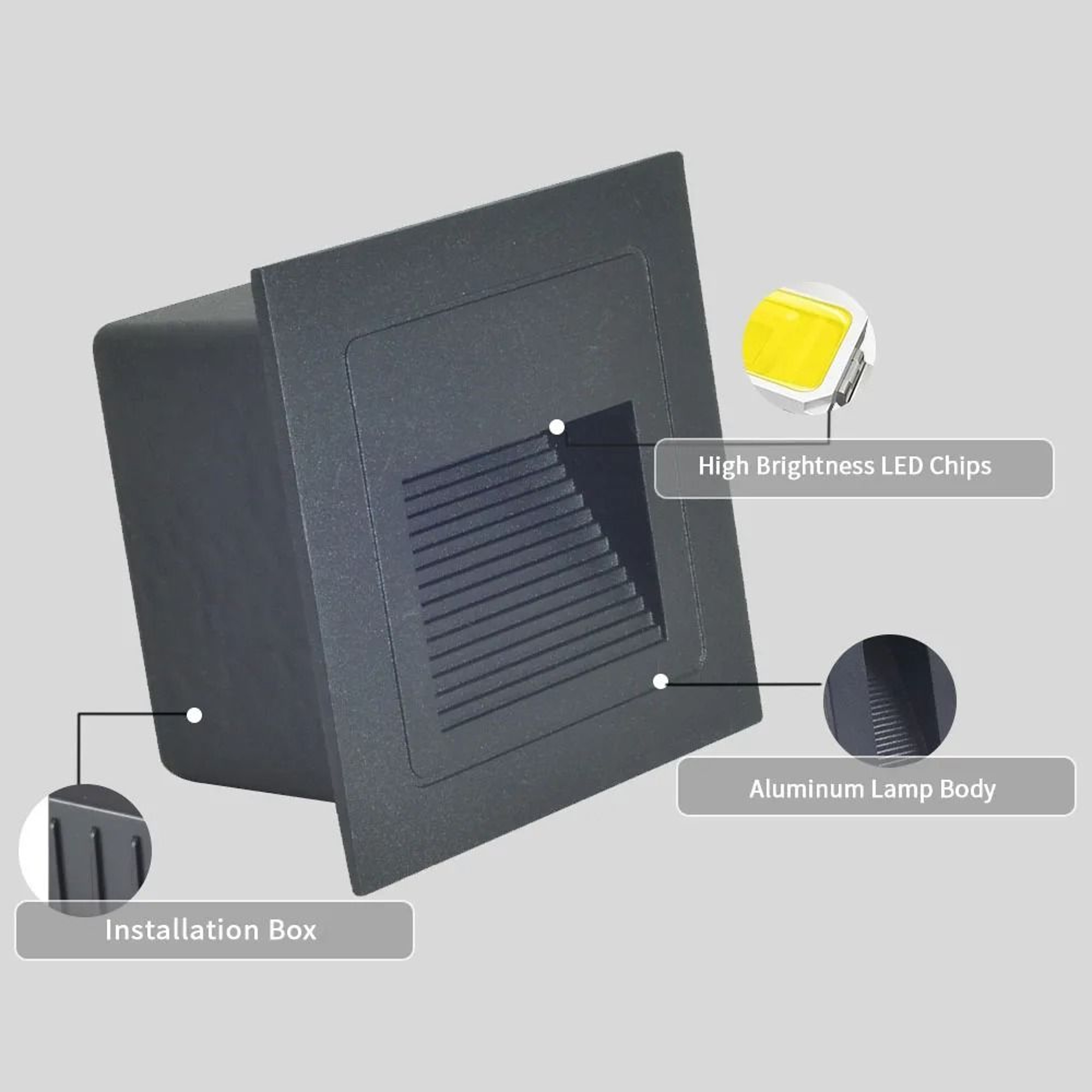 Large Waterproof Recessed LED Stair Step Wall Light For Outdoor Spaces 0