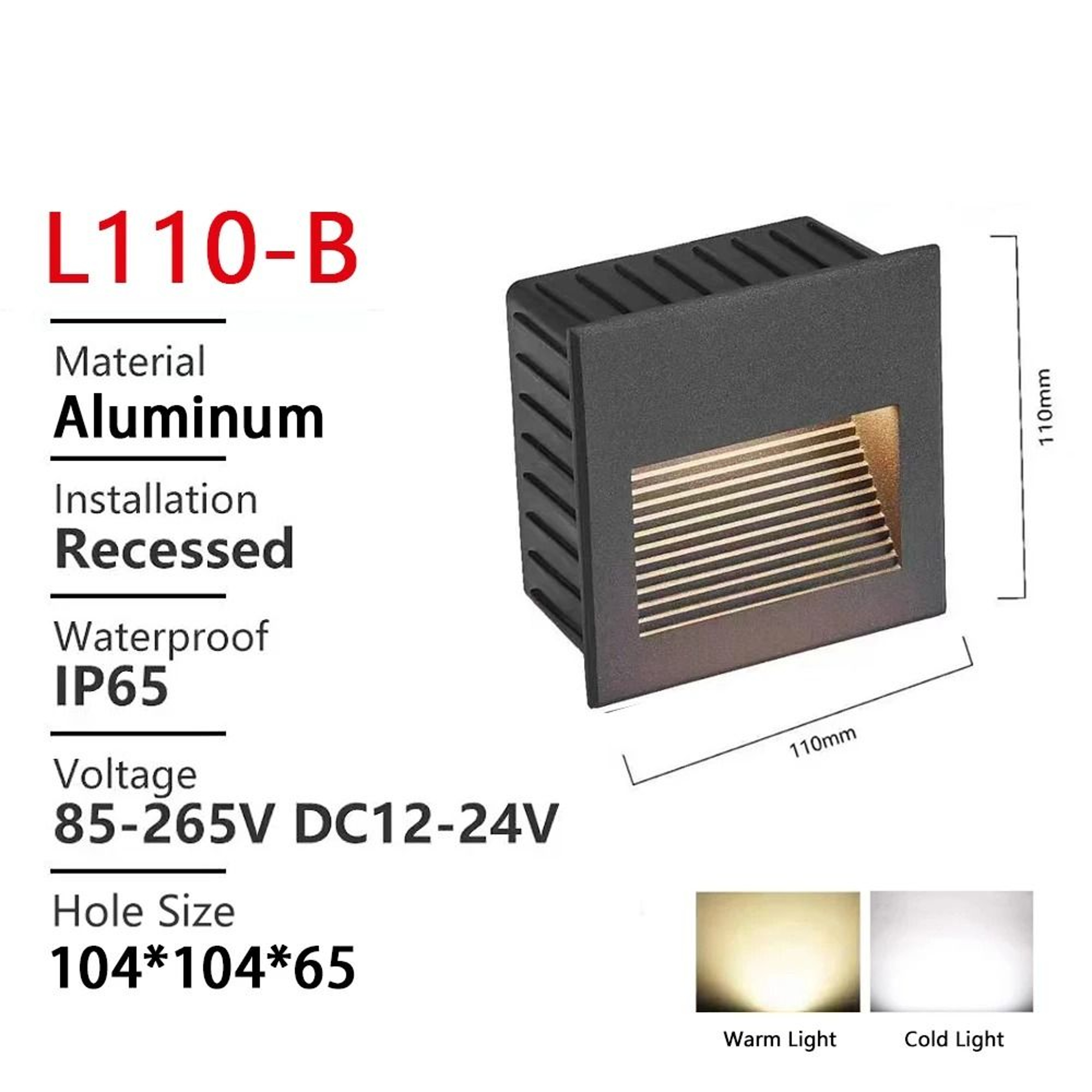Waterproof Square Recessed Outdoor LED Wall Light For Balcony And Yard 3