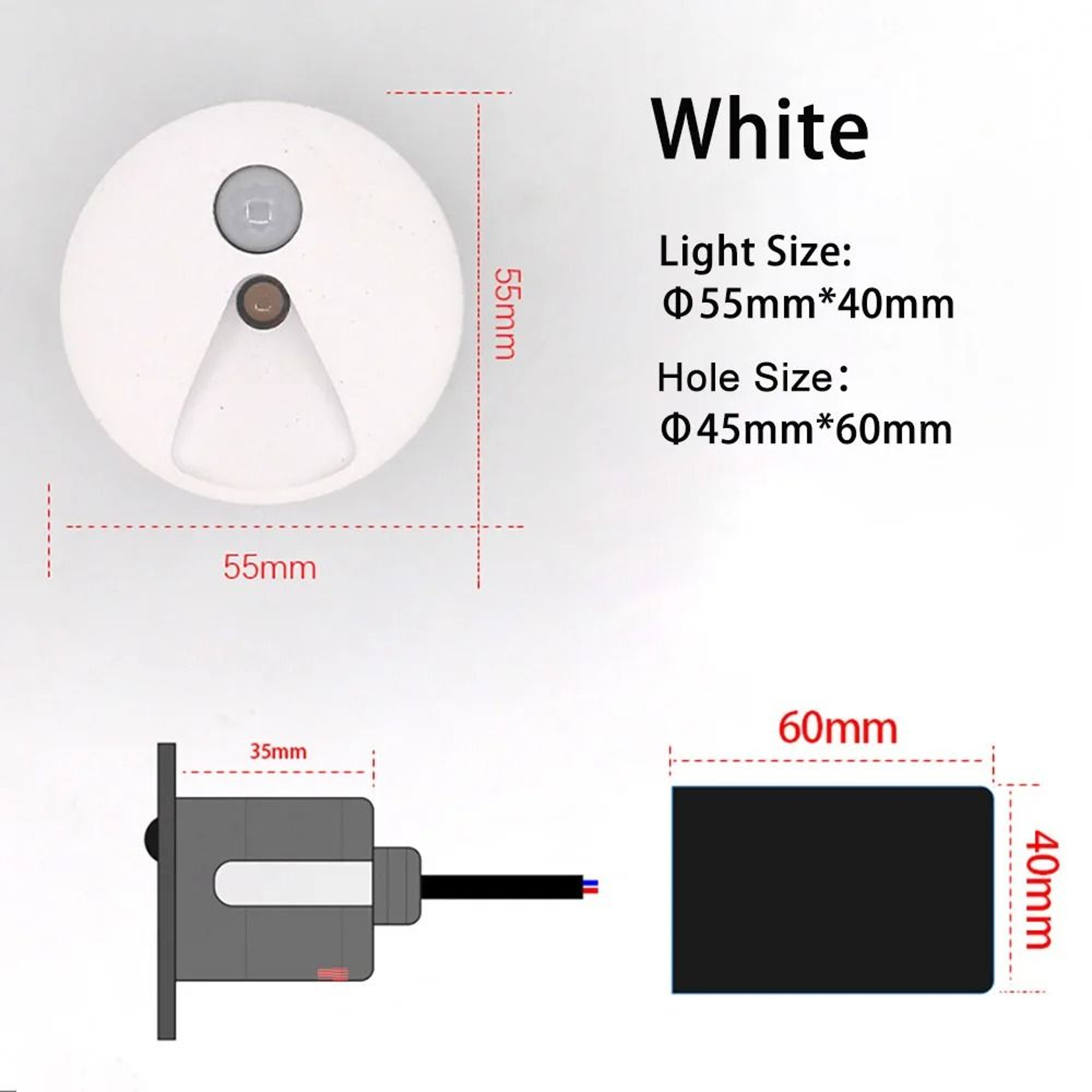 55mm Round Recessed LED Stair Light With Motion Sensor 8