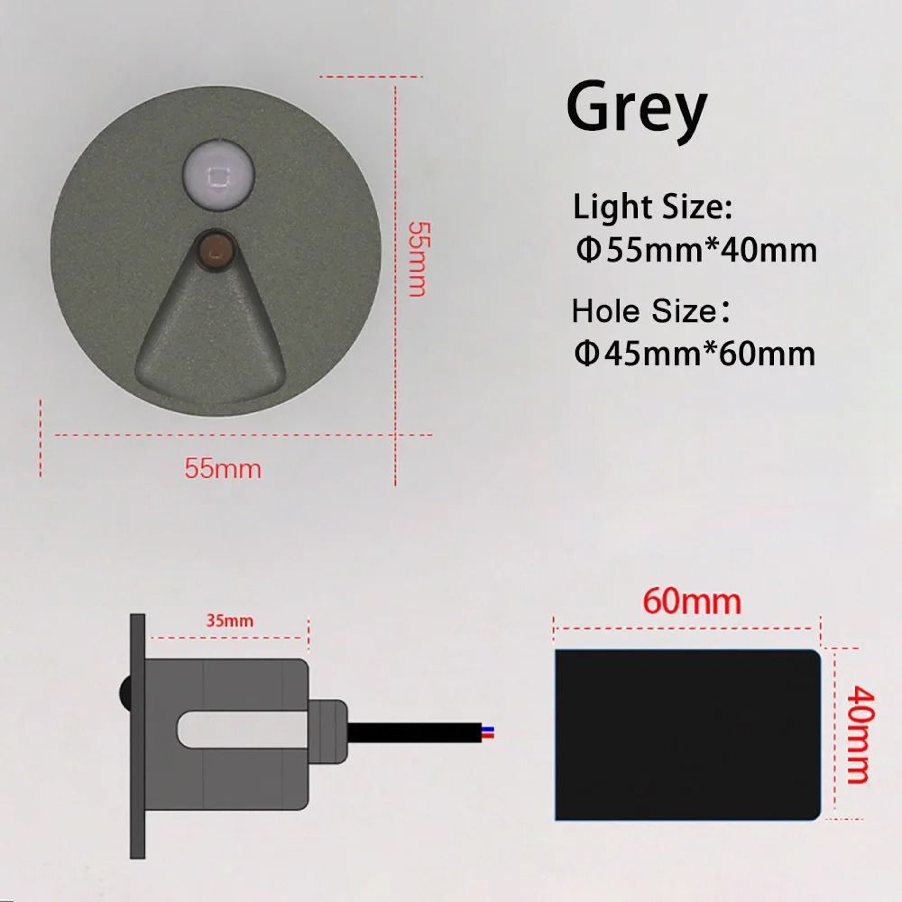 55mm Round Recessed LED Stair Light With Motion Sensor 12