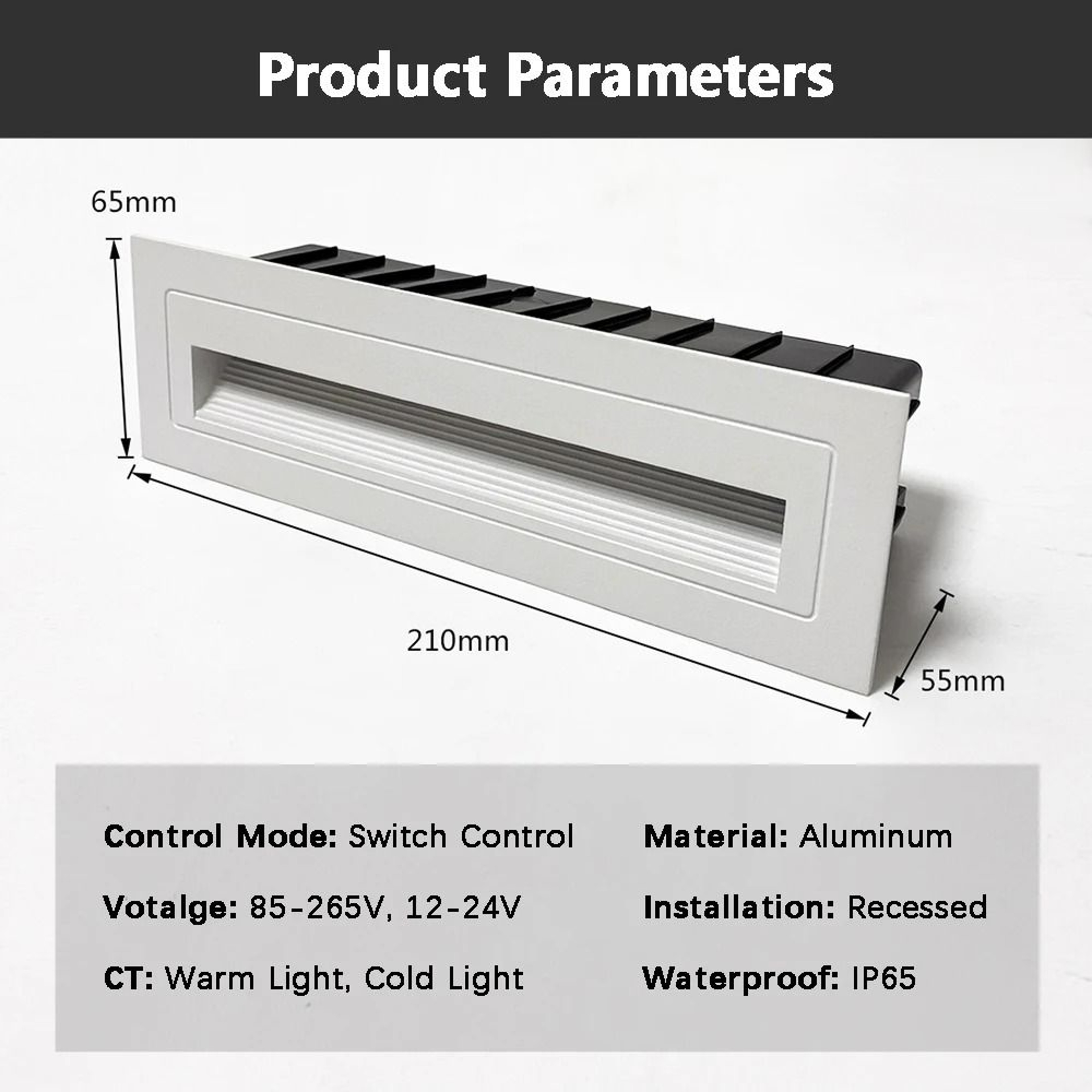 White Recessed LED Outdoor Stair Step Wall Light For Balcony And Fence 1