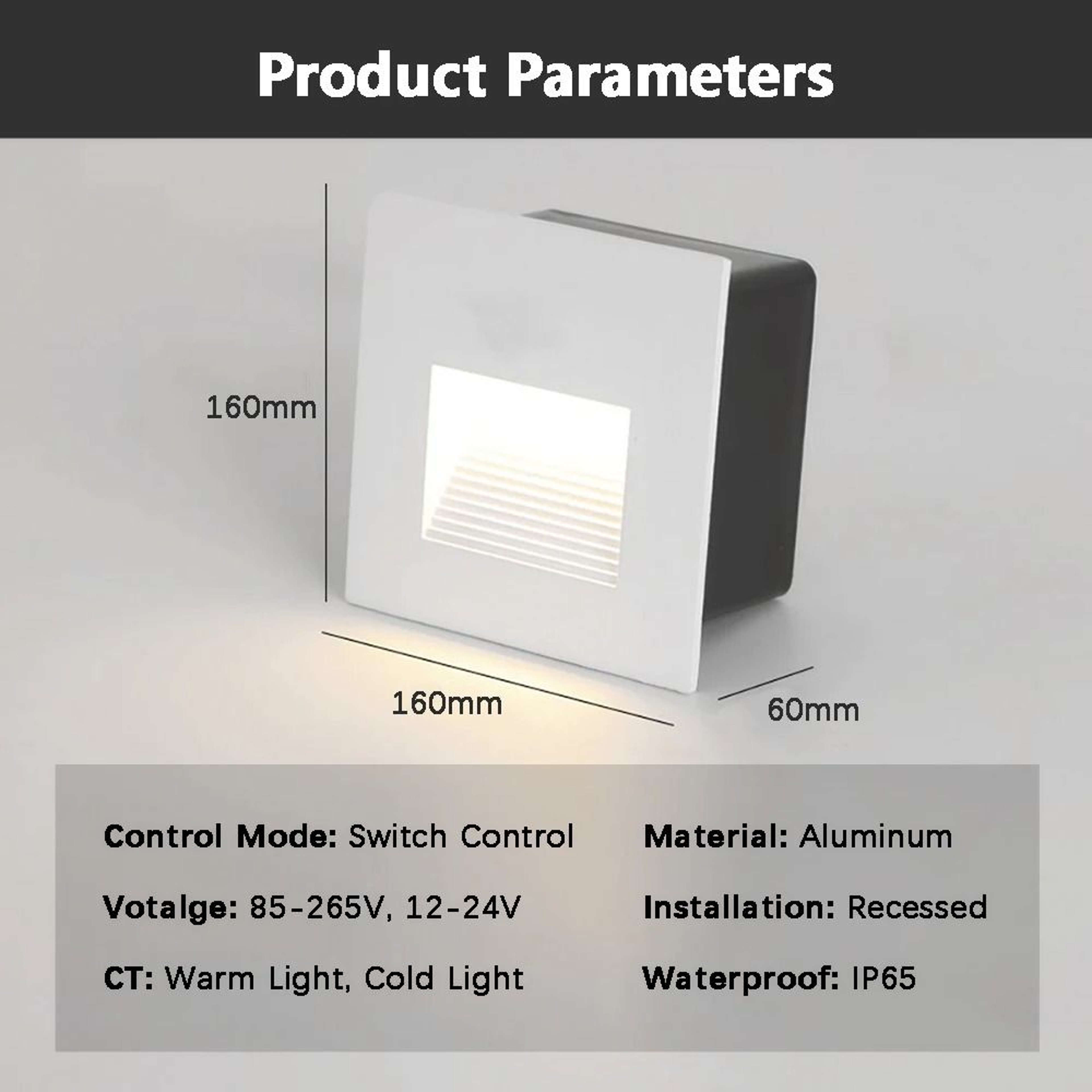 White Recessed LED Outdoor Stair Step Wall Light For Balcony And Fence 3