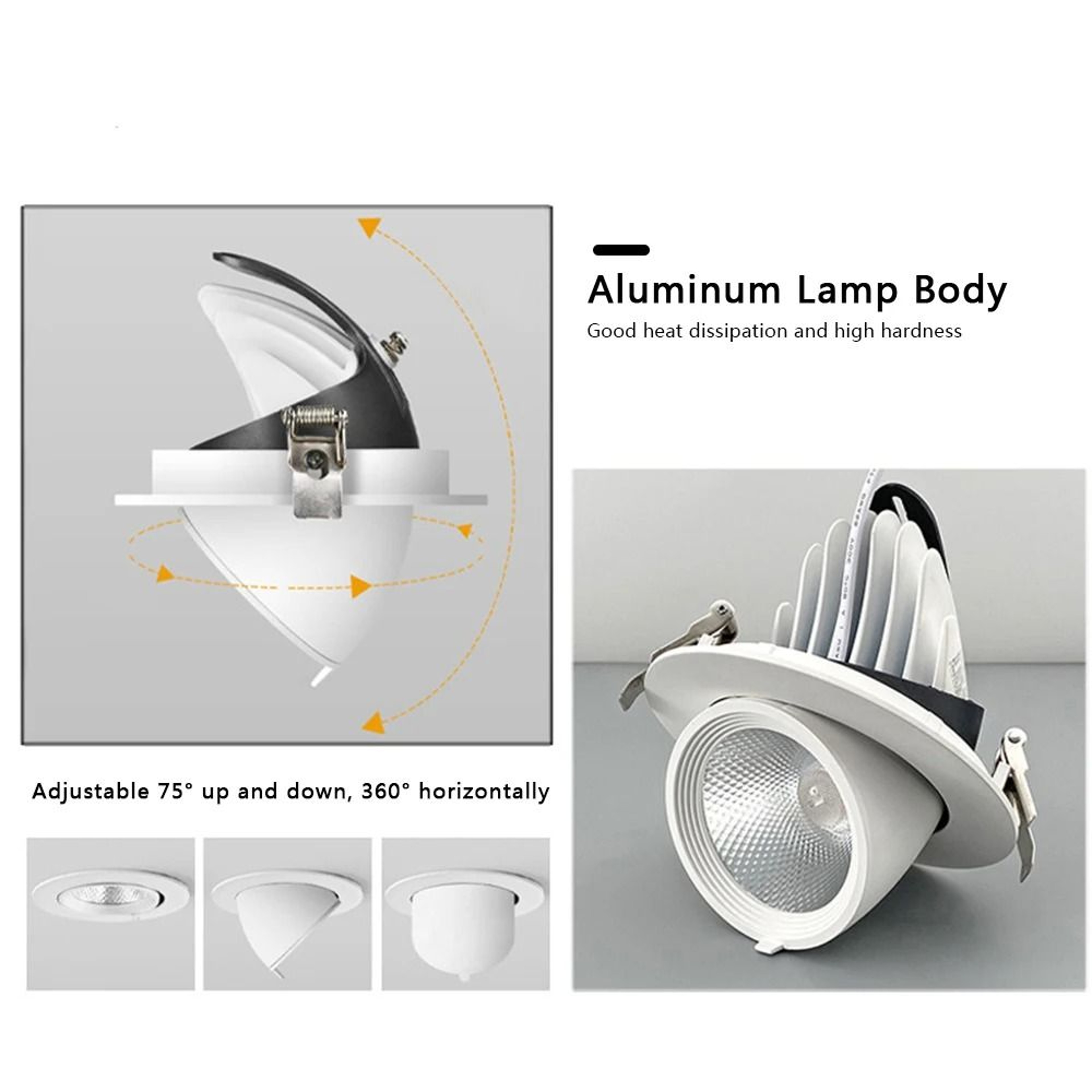15W Adjustable Recessed COB LED Ceiling Spotlight For Home And Shop Displays 9